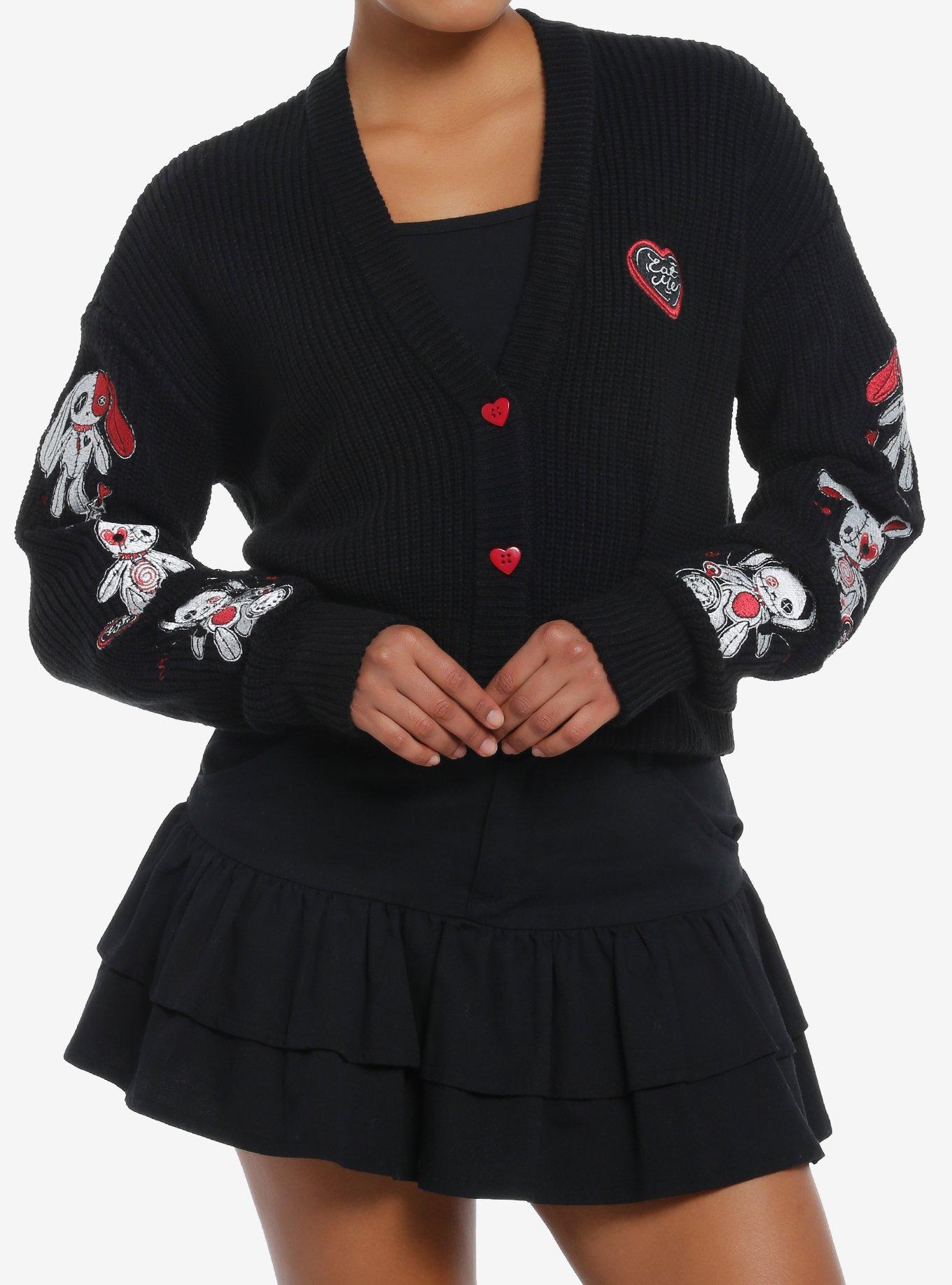 Social Collision Stitched Bunnies Girls Cardigan, , hi-res