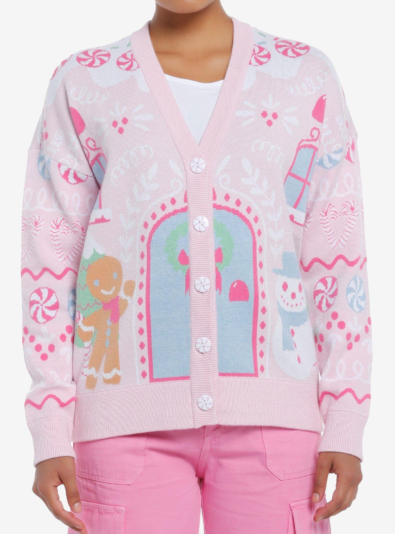 Sweet Society Pink Gingerbread House Girls Cardigan, , hi-res