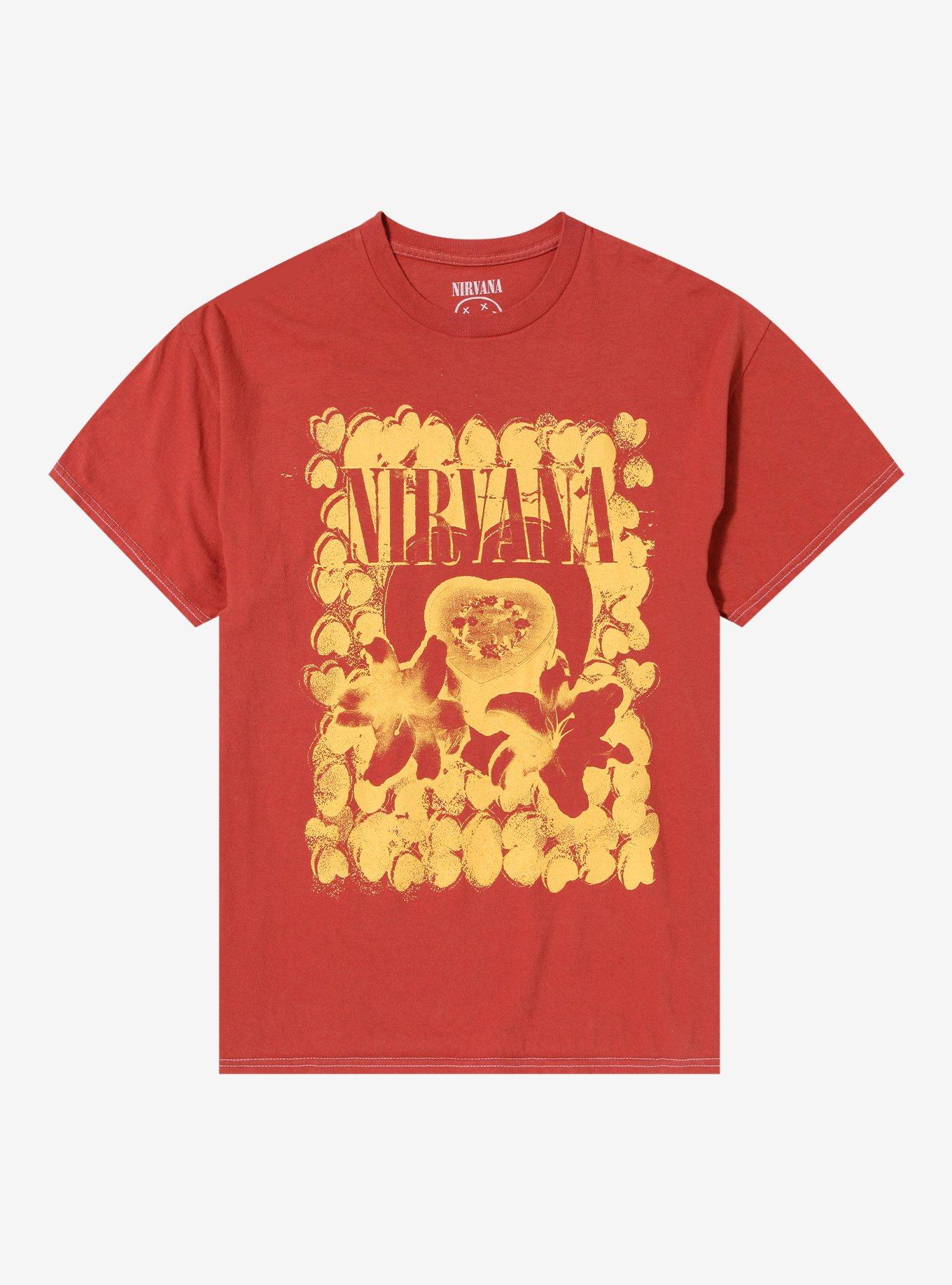 Nirvana Heart-Shaped Box Orange T-Shirt, RED, hi-res