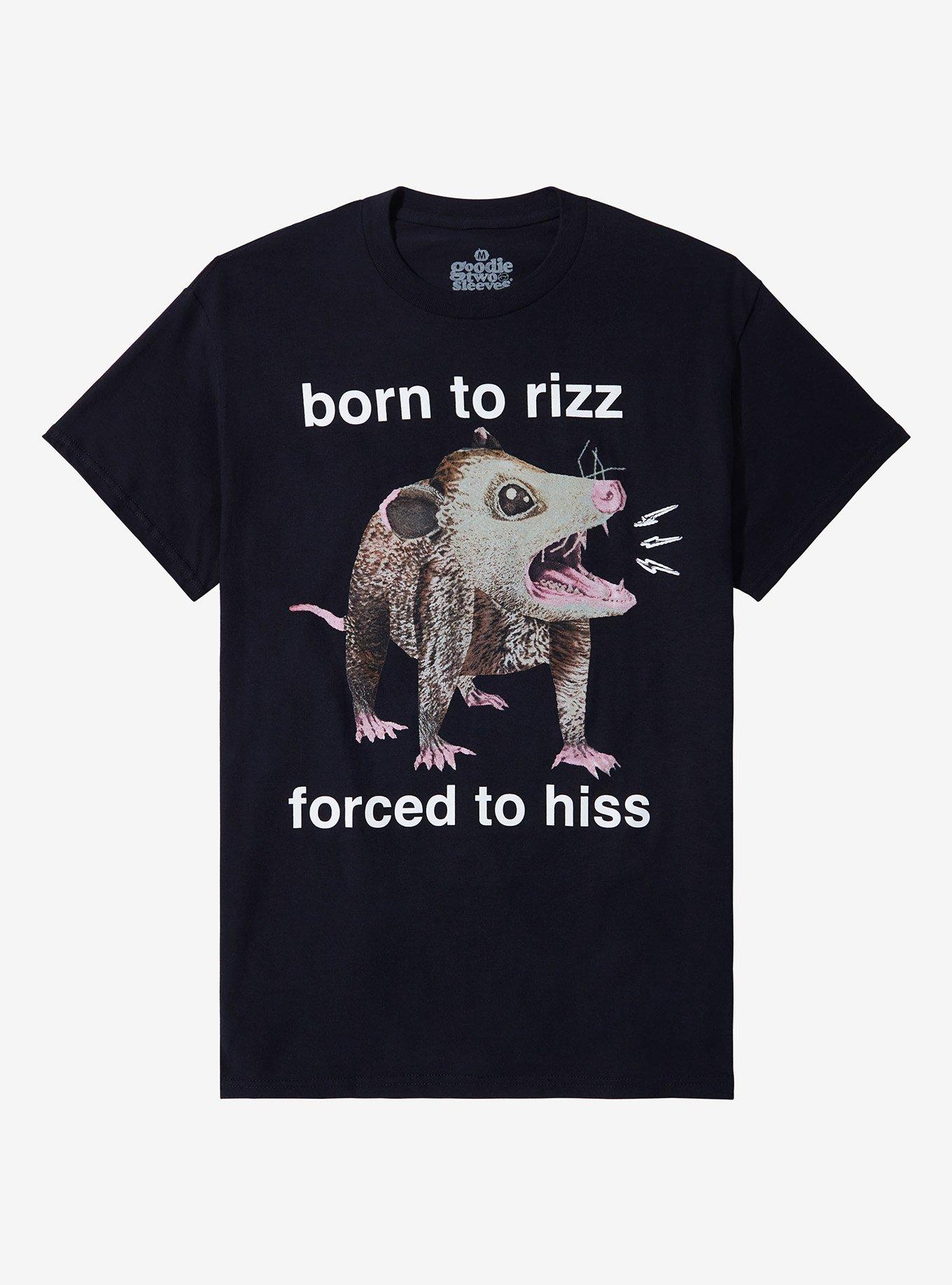 Forced To Hiss Possum T-Shirt By Goodie Two Sleeves, BLACK, hi-res