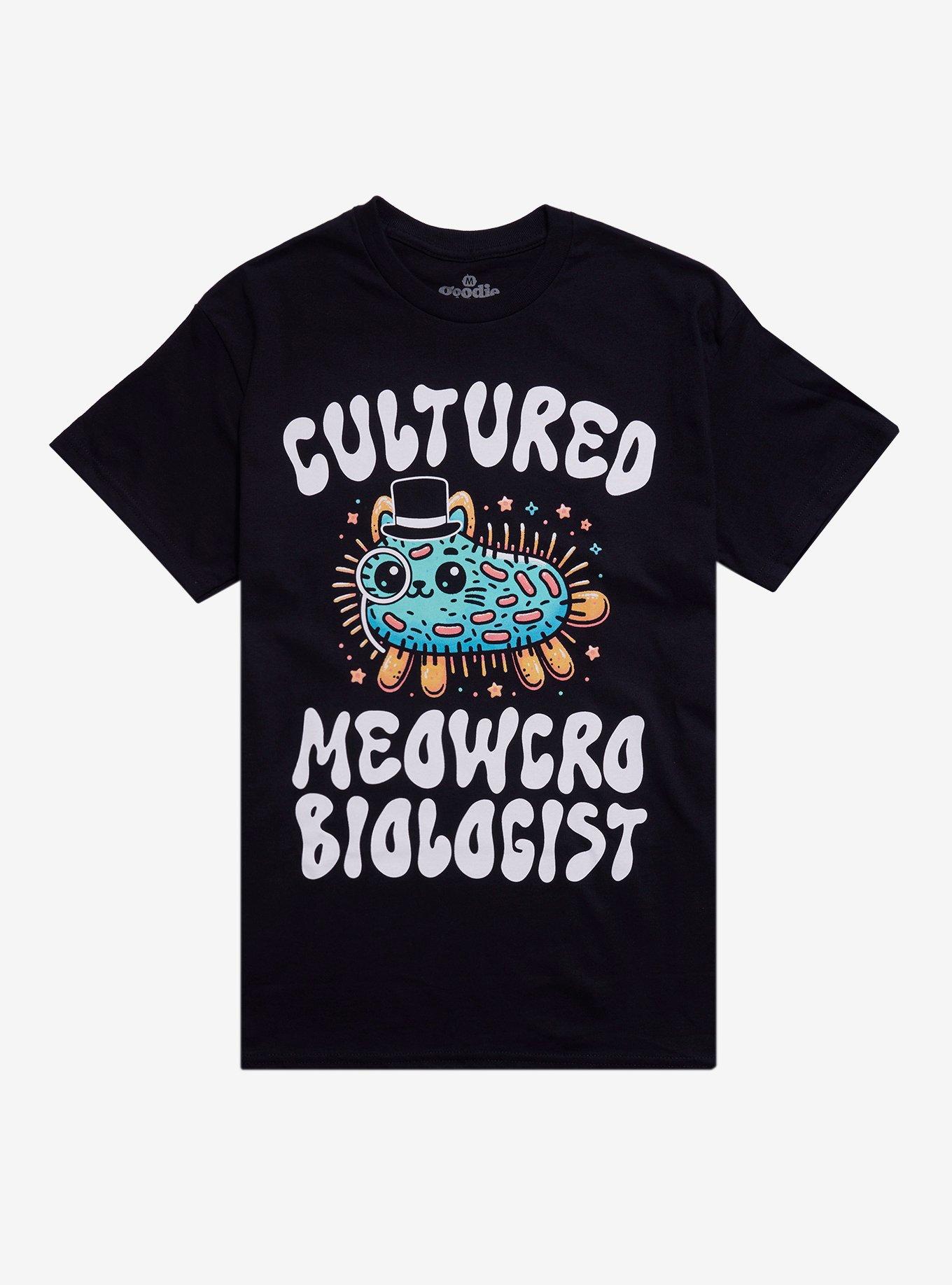 Meowcro Biologist T-Shirt By Goodie Two Sleeves, BLACK, hi-res