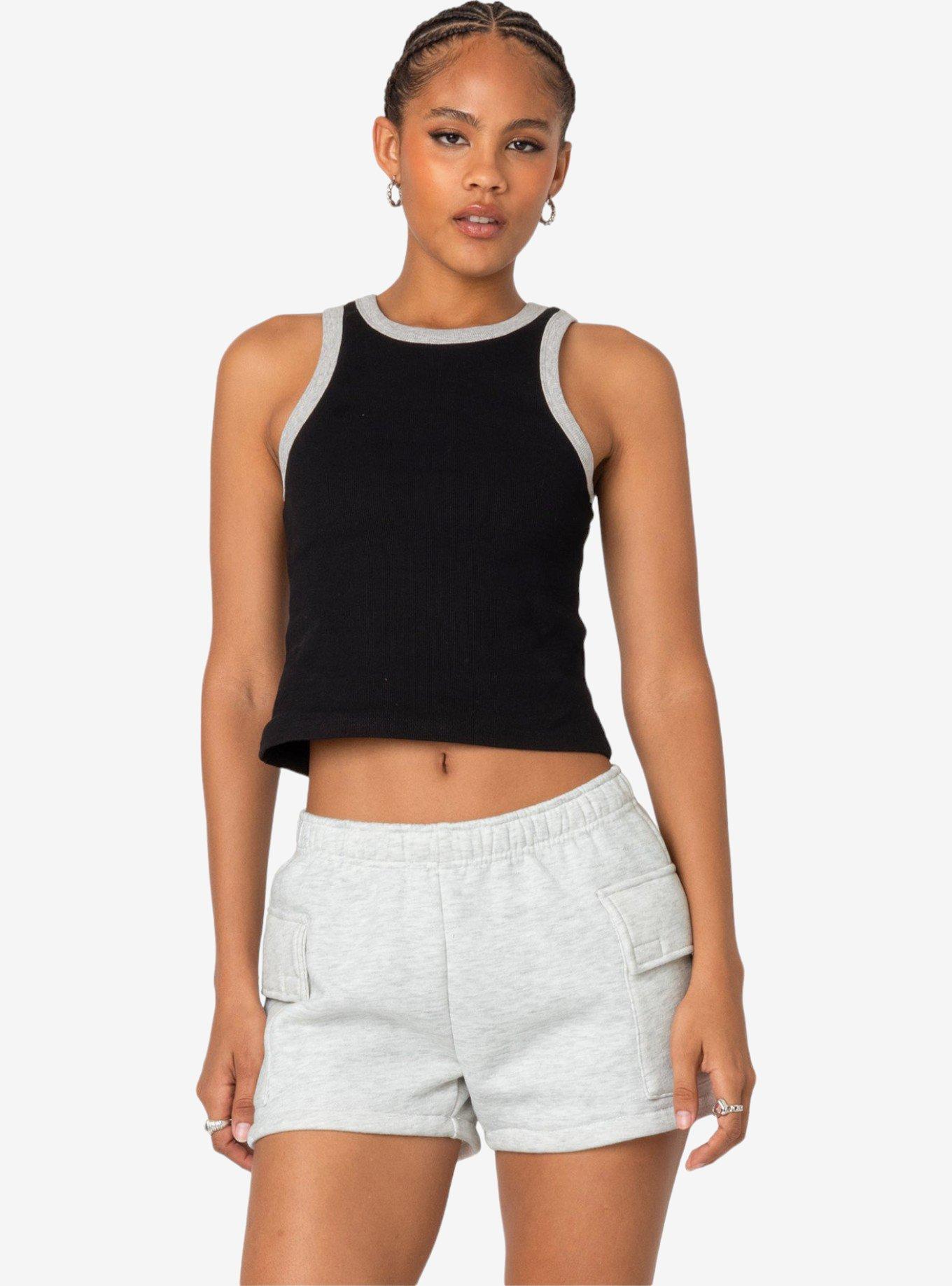 Edikted Wes Contrast Ribbed Tank Top, BLACK, hi-res