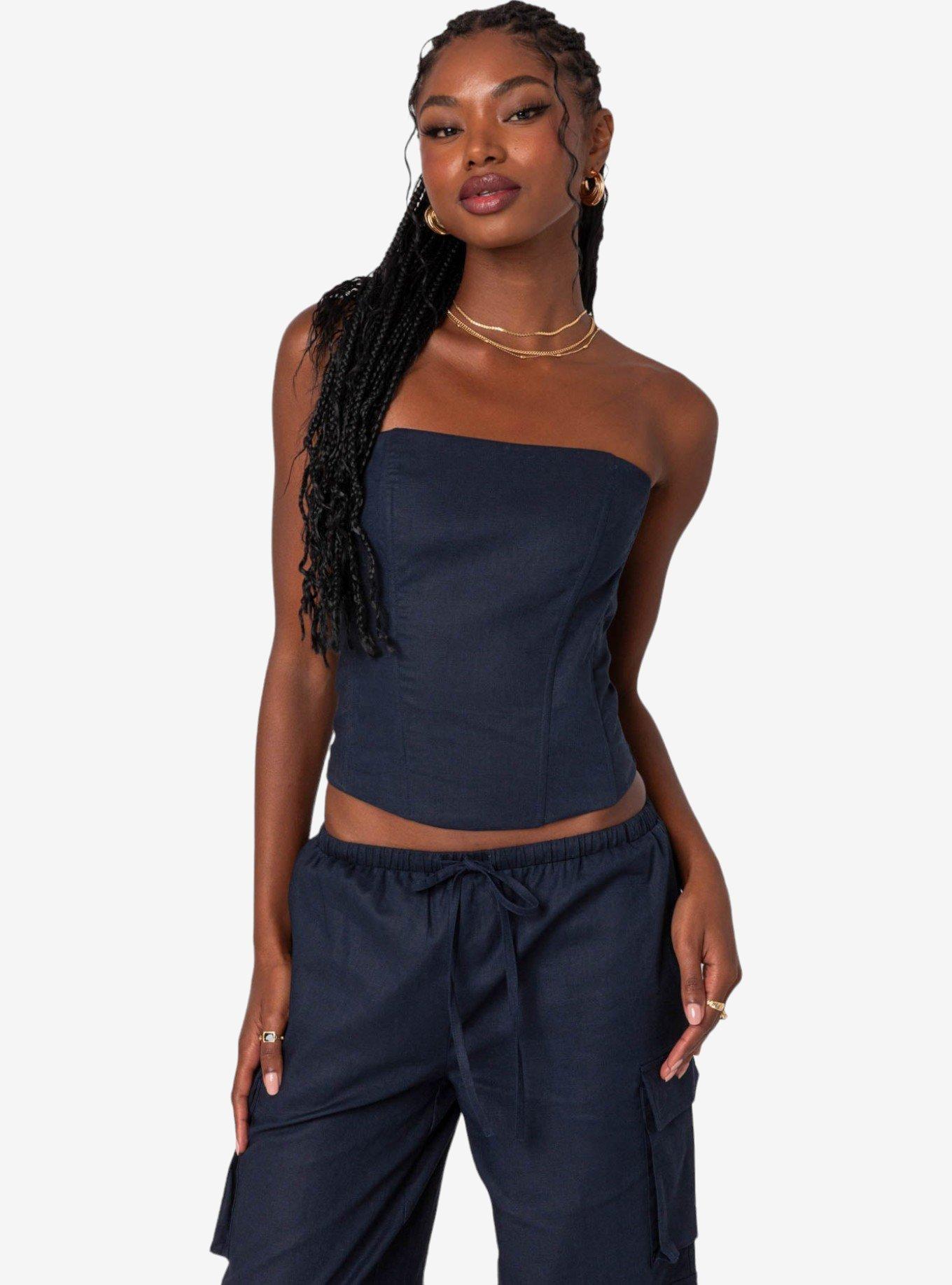 Edikted Bristol Linen Look Corset | Hot Topic