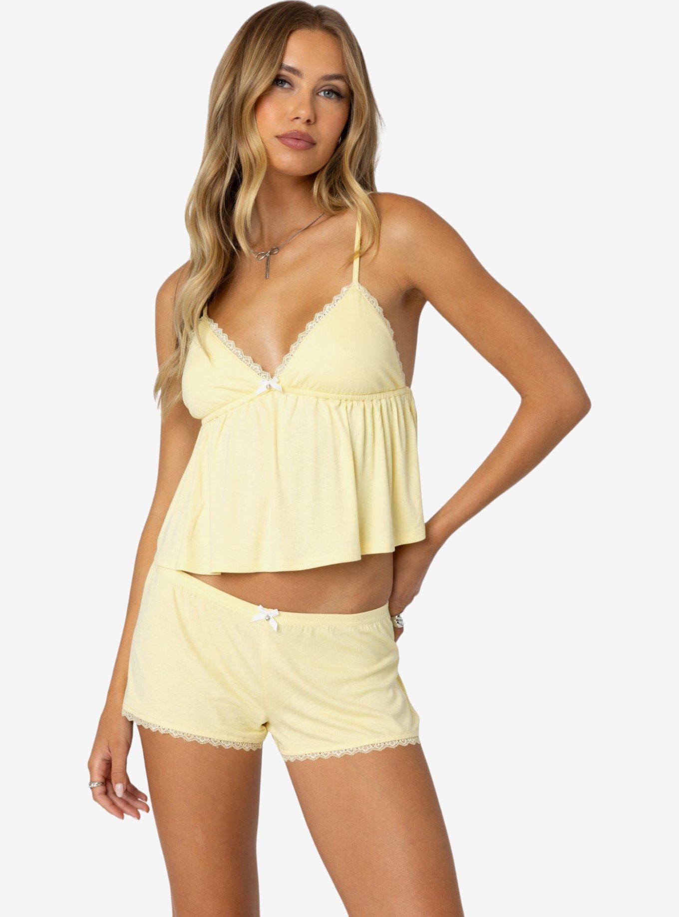 Edikted Buffy Babydoll Tank Top, BRIGHT YELLOW, hi-res