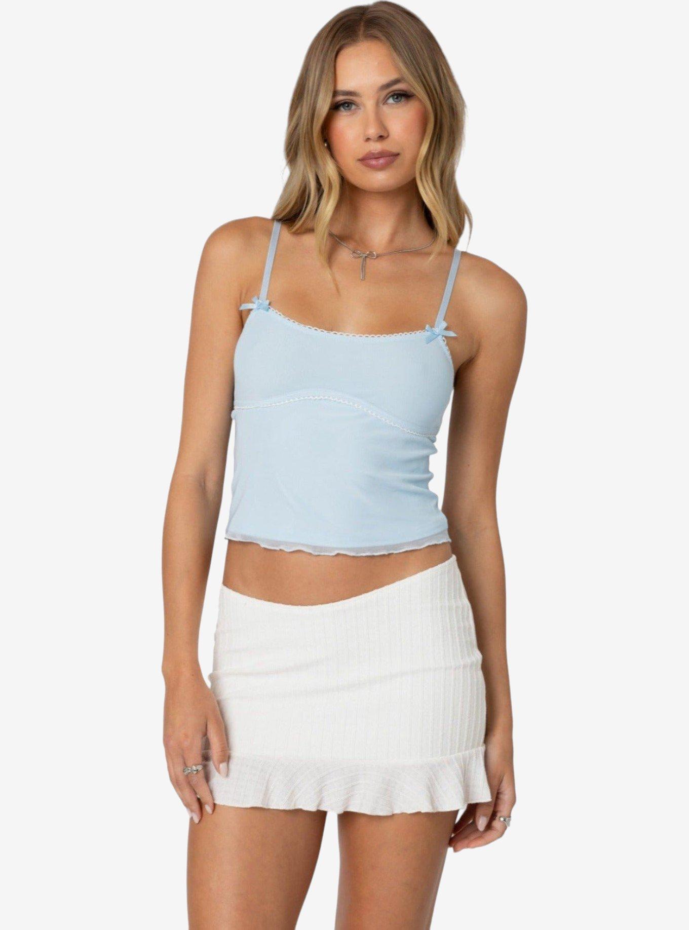 Edikted Bethany Mesh Tank Top, BLUE, hi-res