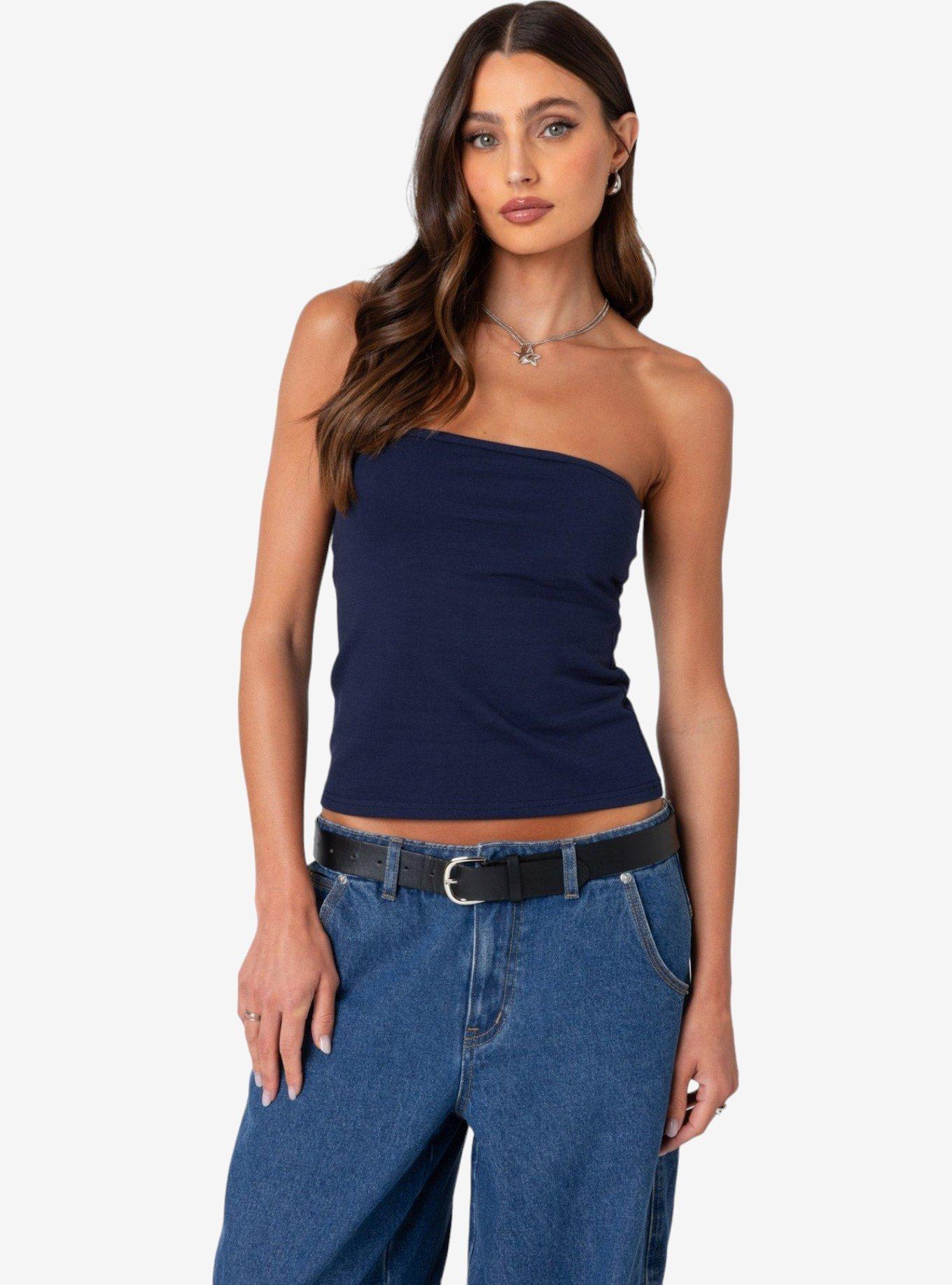 Edikted Built In Bra Tube Top, BLUE, hi-res