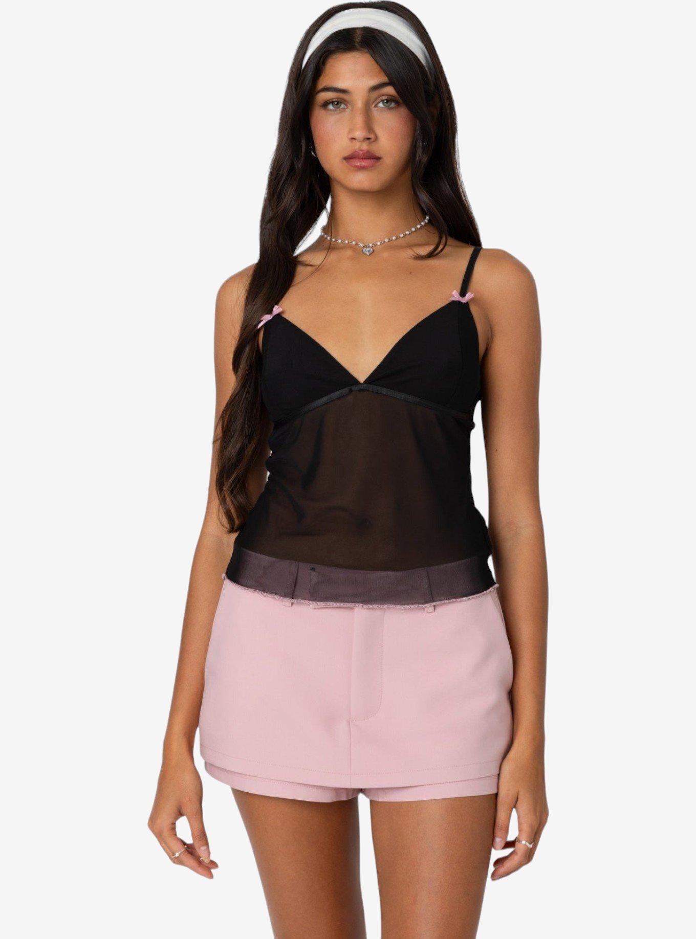 Edikted Harriet Sheer Mesh Top, BLACK, hi-res