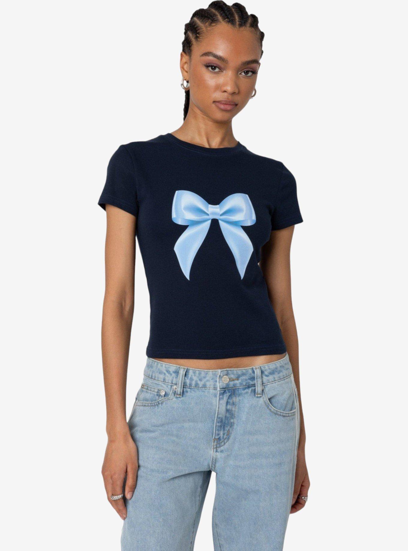 Edikted Tied Up T Shirt, BLUE, hi-res view 1