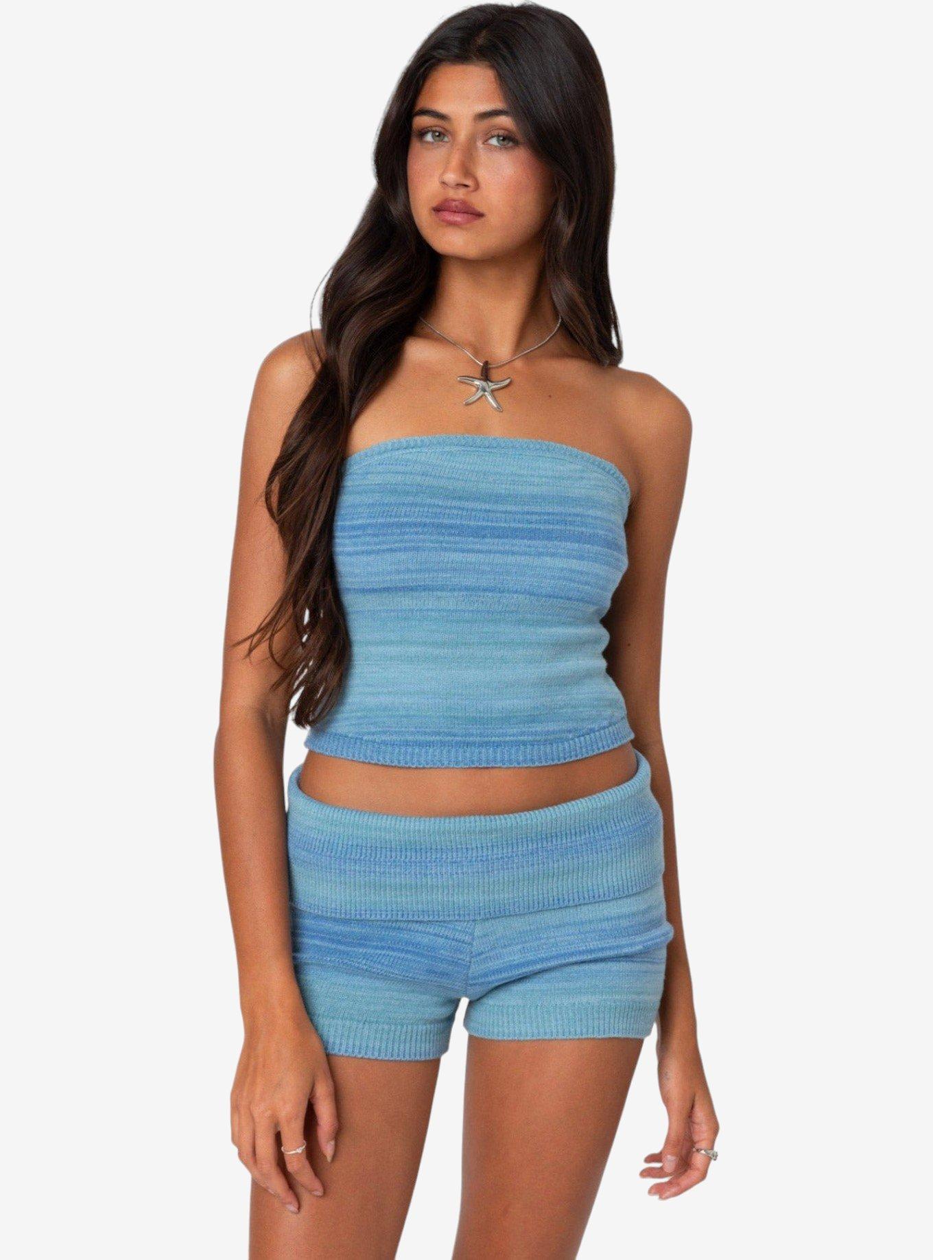 Edikted Daytona Gradient Knit Tube Top, BLUE, hi-res