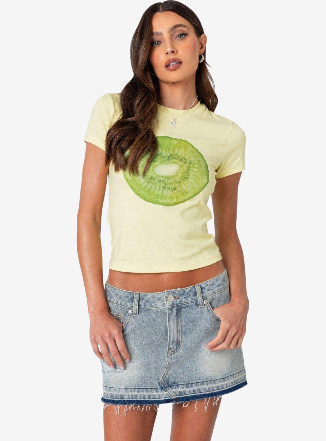 Edikted Kiwi T Shirt, BRIGHT YELLOW, hi-res