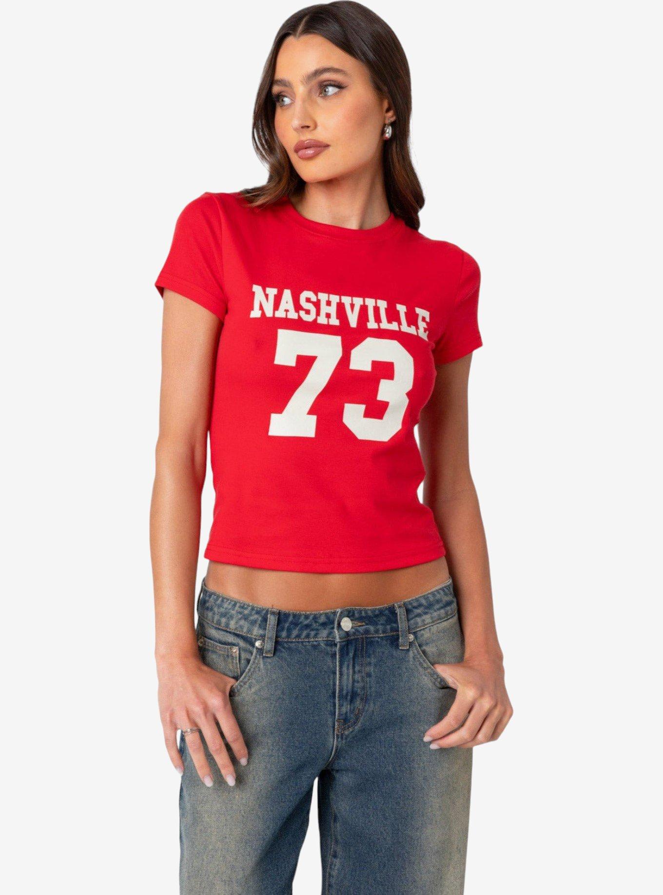 Edikted Nashville T Shirt, RED, hi-res