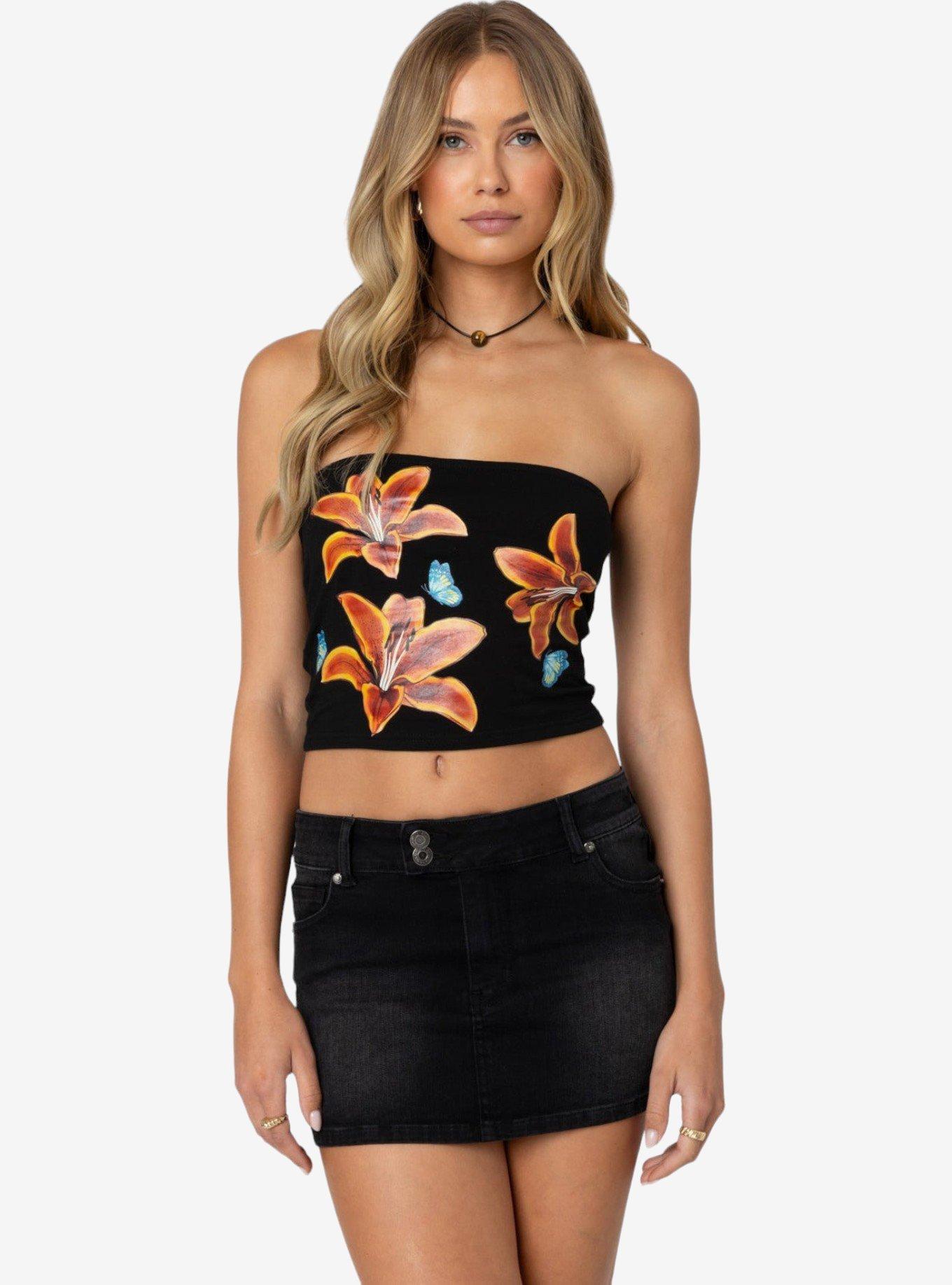 Edikted Tigerlily Tube Top, BLACK, hi-res