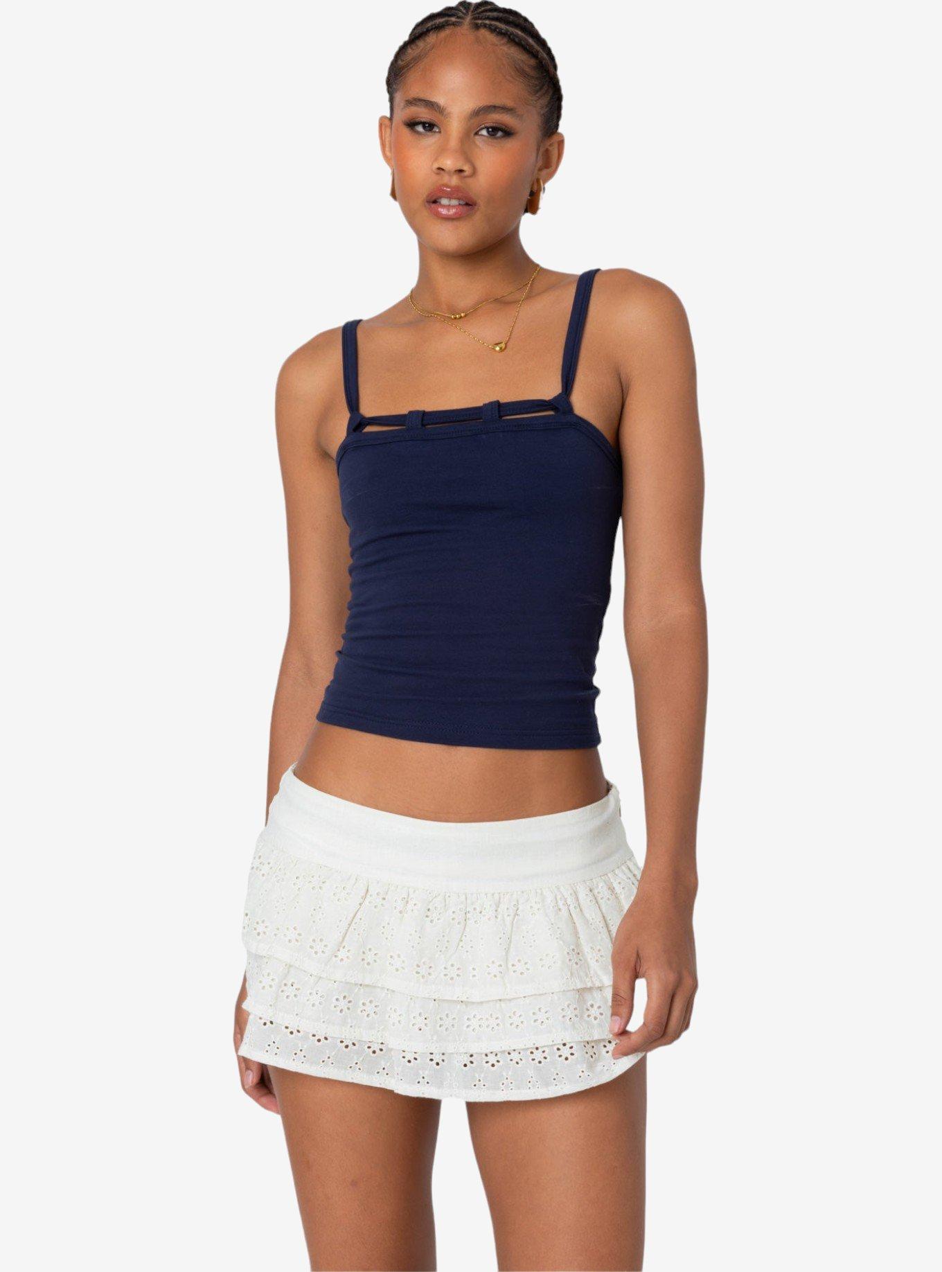 Edikted Looped Neckline Tank Top, BLUE, hi-res