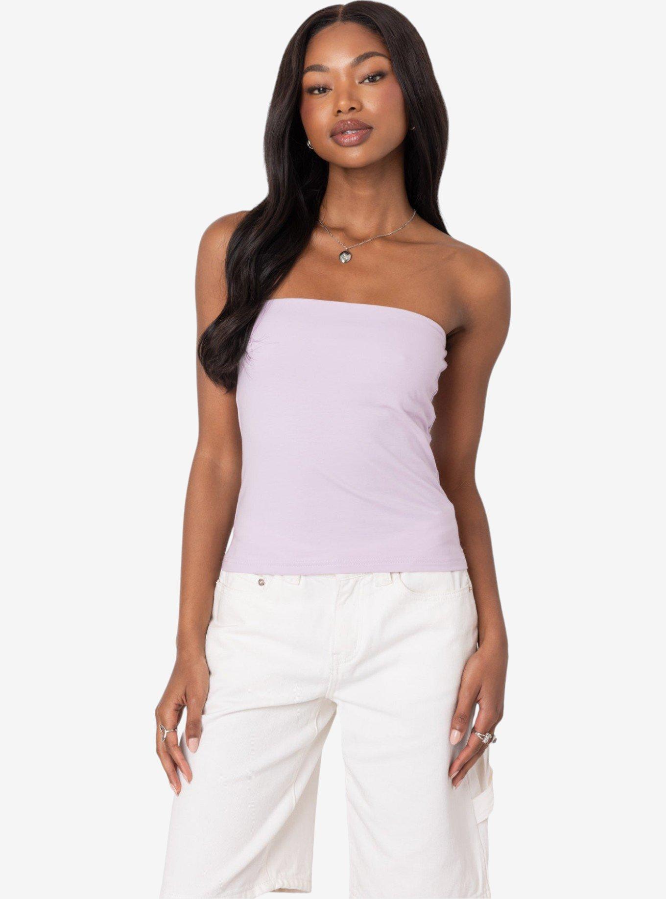 Edikted Built In Bra Tube Top, PURPLE, hi-res