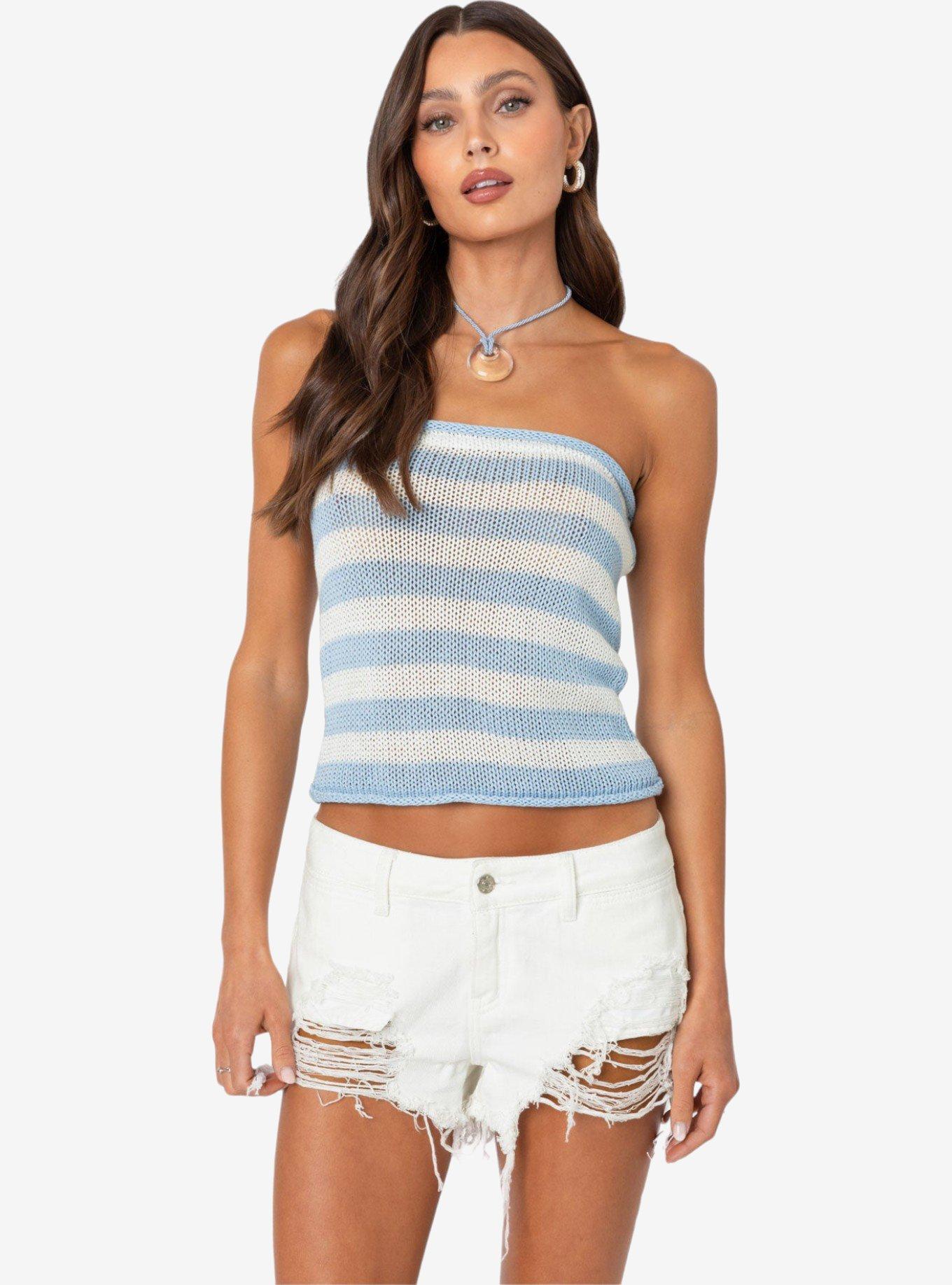 Edikted Nox Striped Crochet Tube Top, MULTI, hi-res