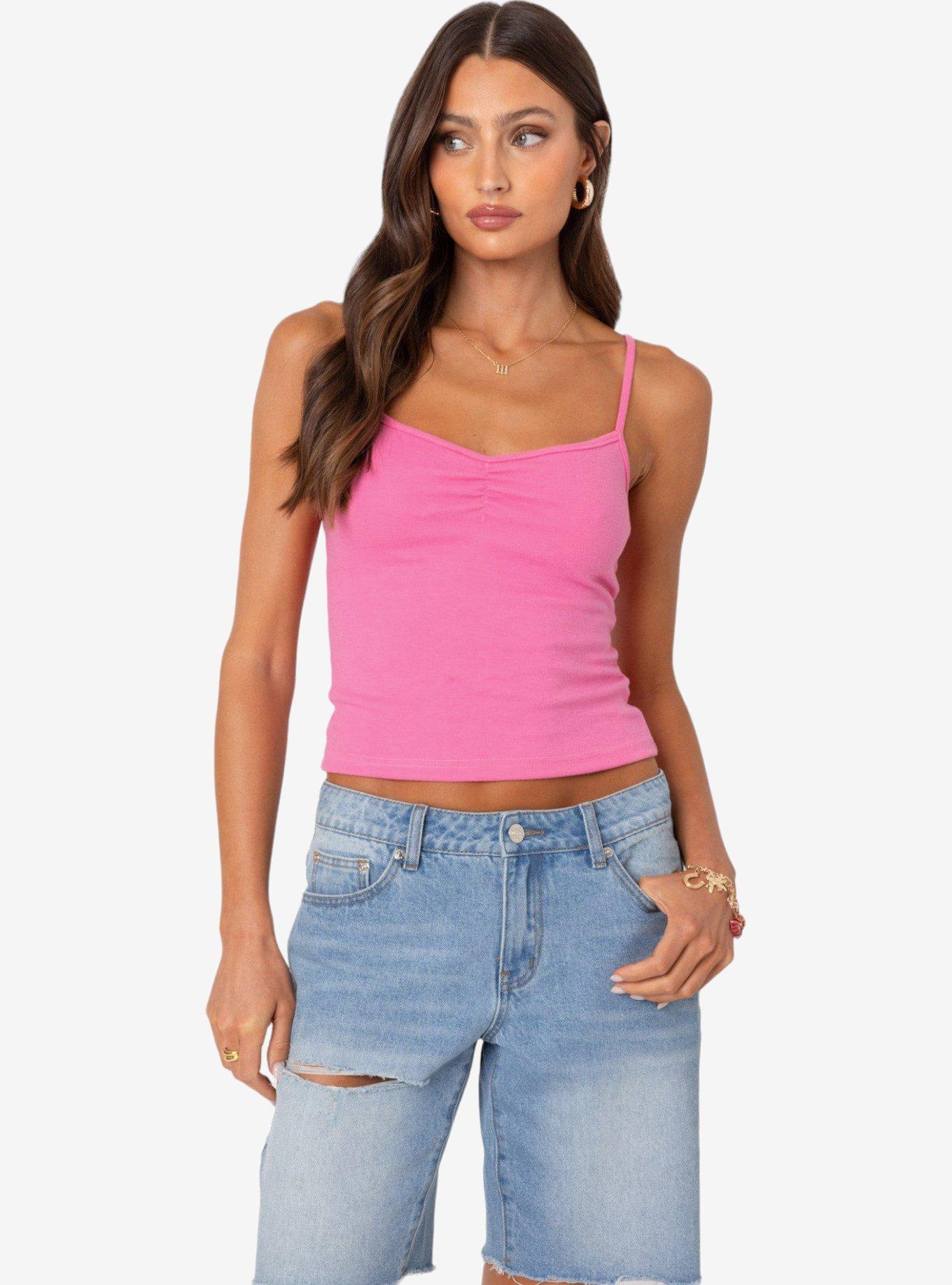 Edikted Makena Cinched Tank Top, PINK, hi-res