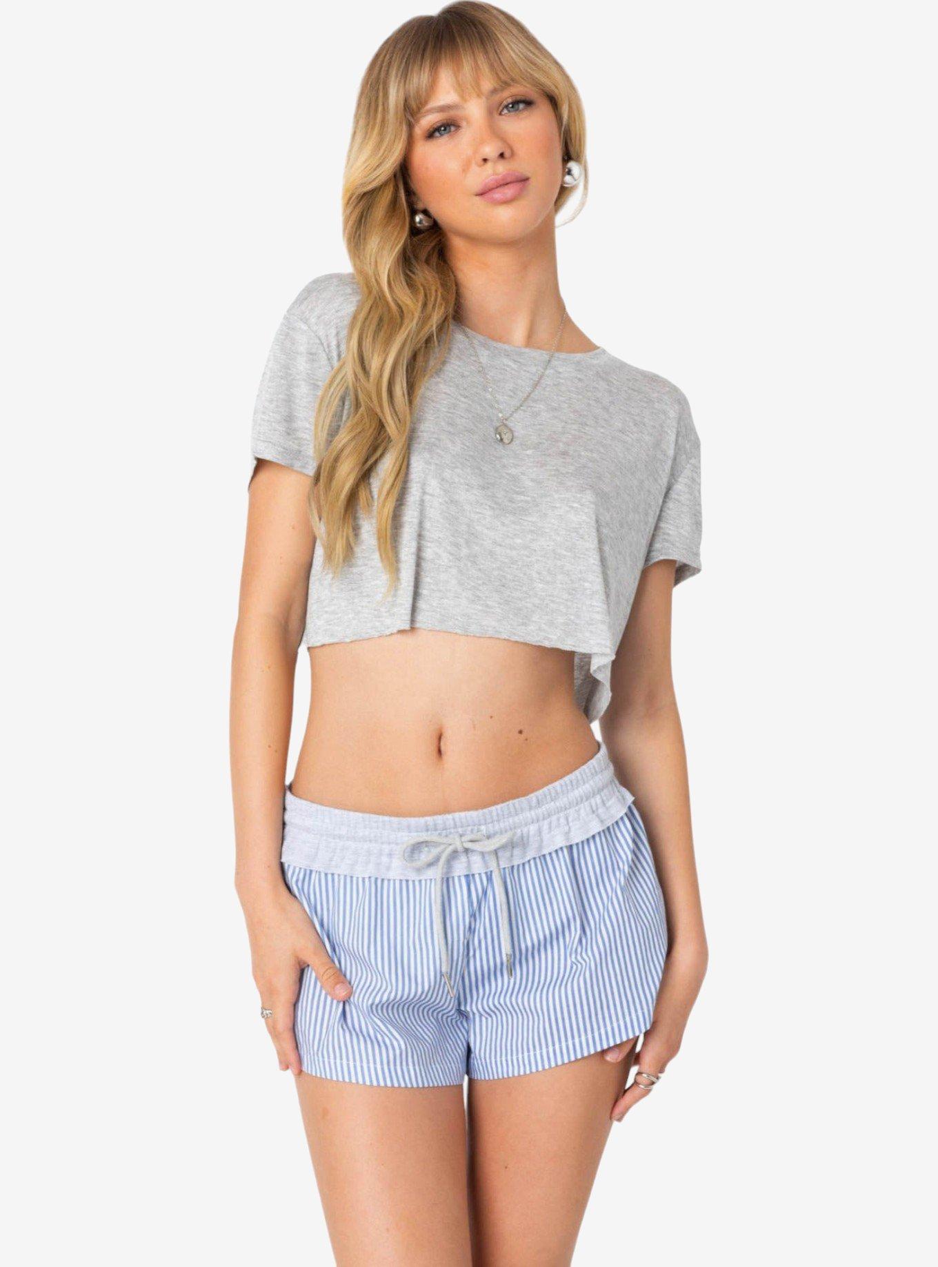 Edikted Seville Cropped T Shirt, GREY, hi-res