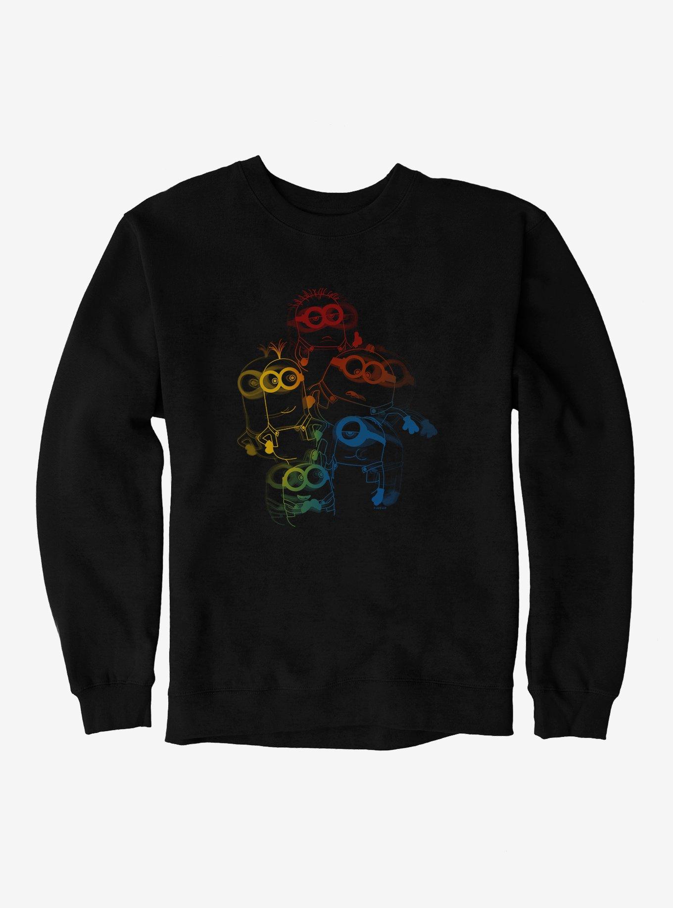 Minions Rainbow Retro 3D Art Sweatshirt, BLACK, hi-res