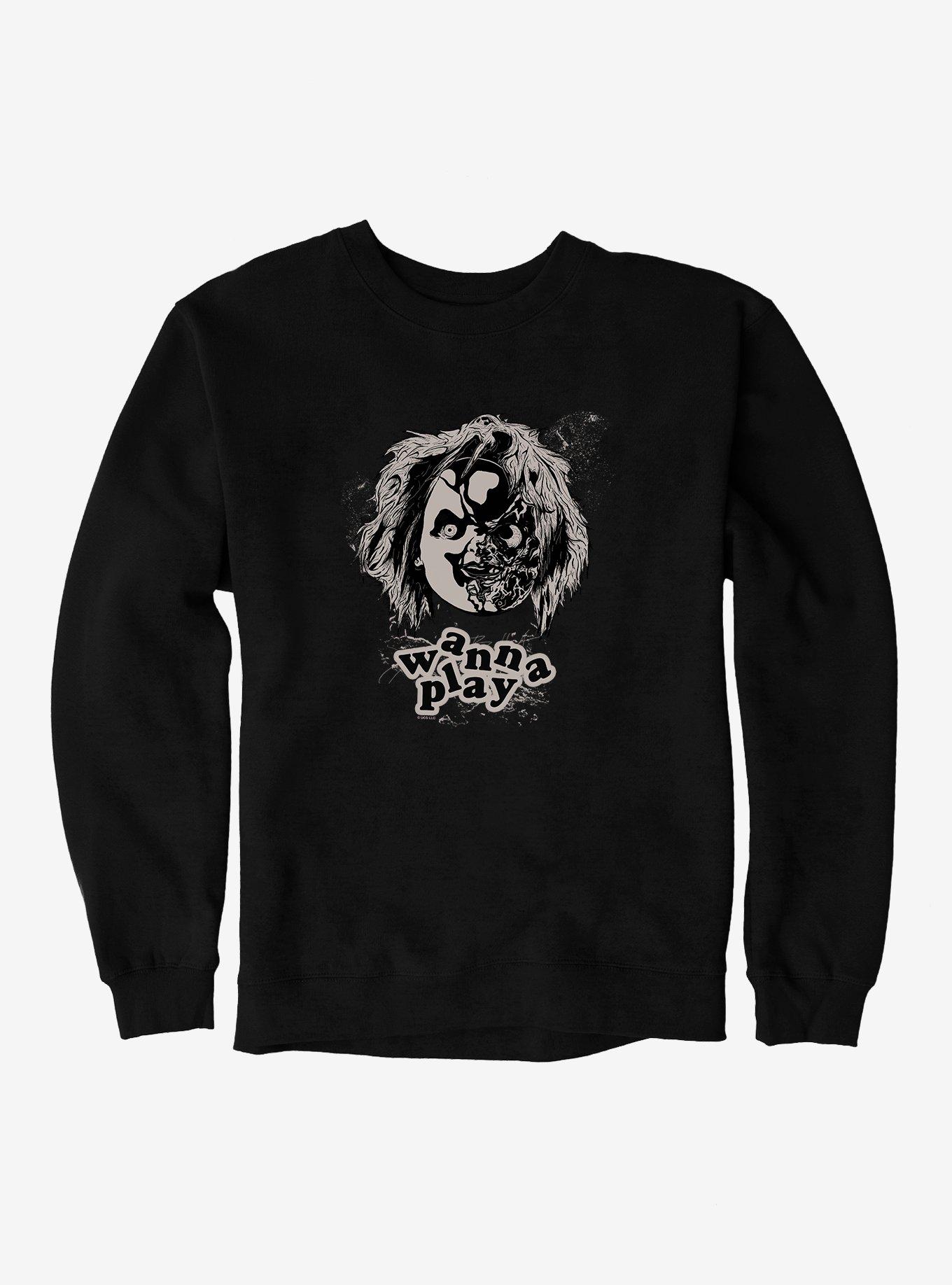 Chucky Broken Face Sweatshirt, BLACK, hi-res