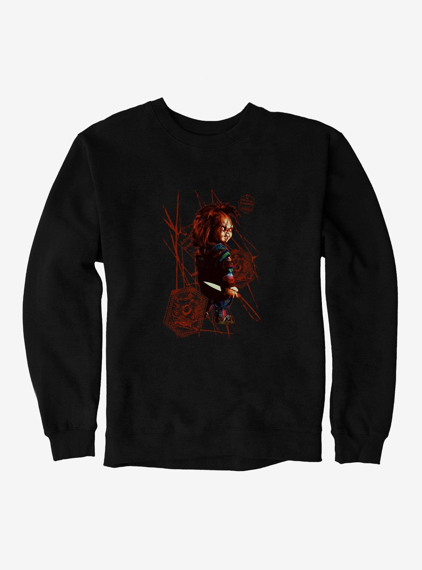 Chucky Holding Knife Sweatshirt, BLACK, hi-res