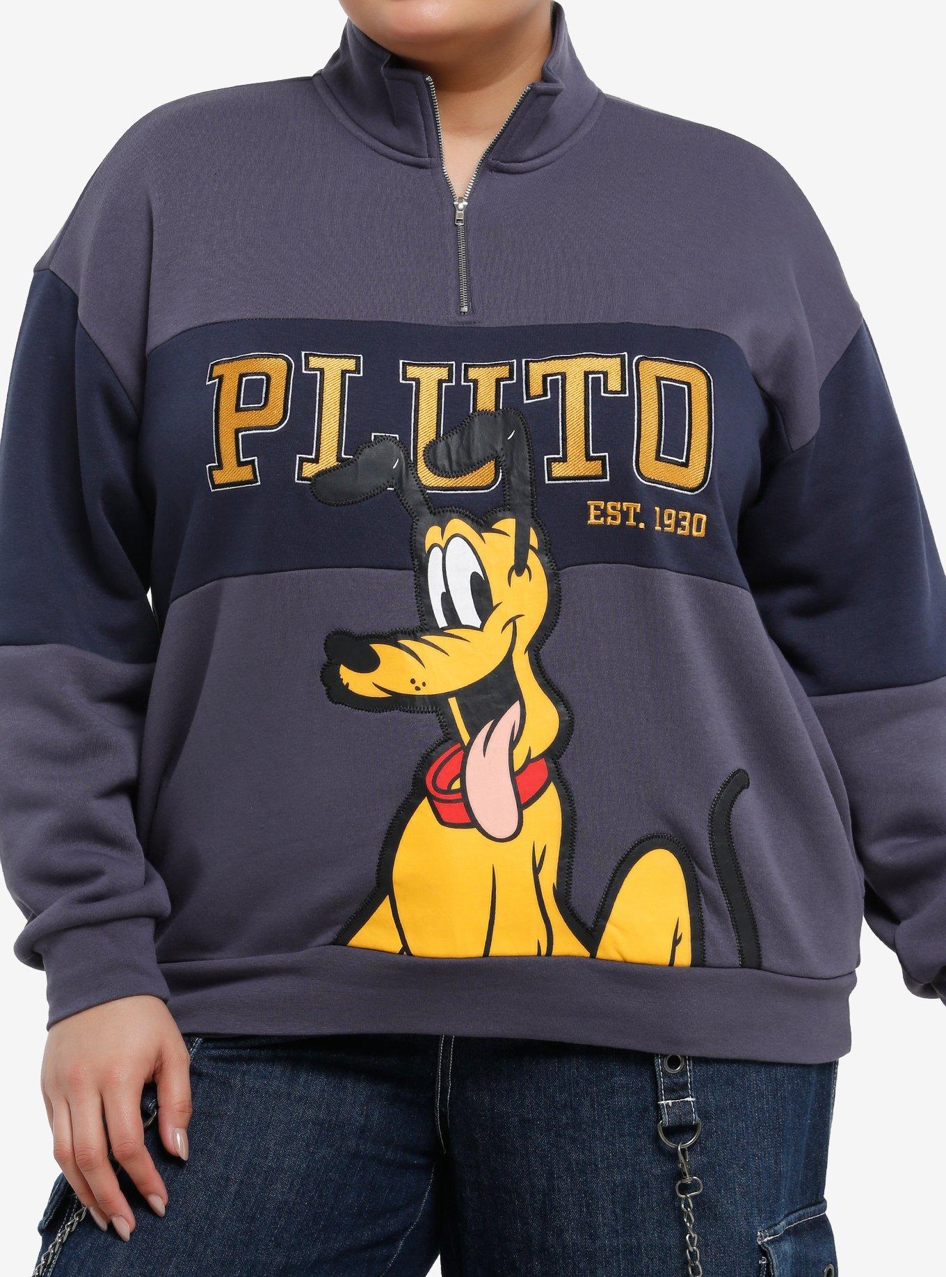 Disney Pluto Color-Block Quarter Zip Sweatshirt Plus Size, , hi-res