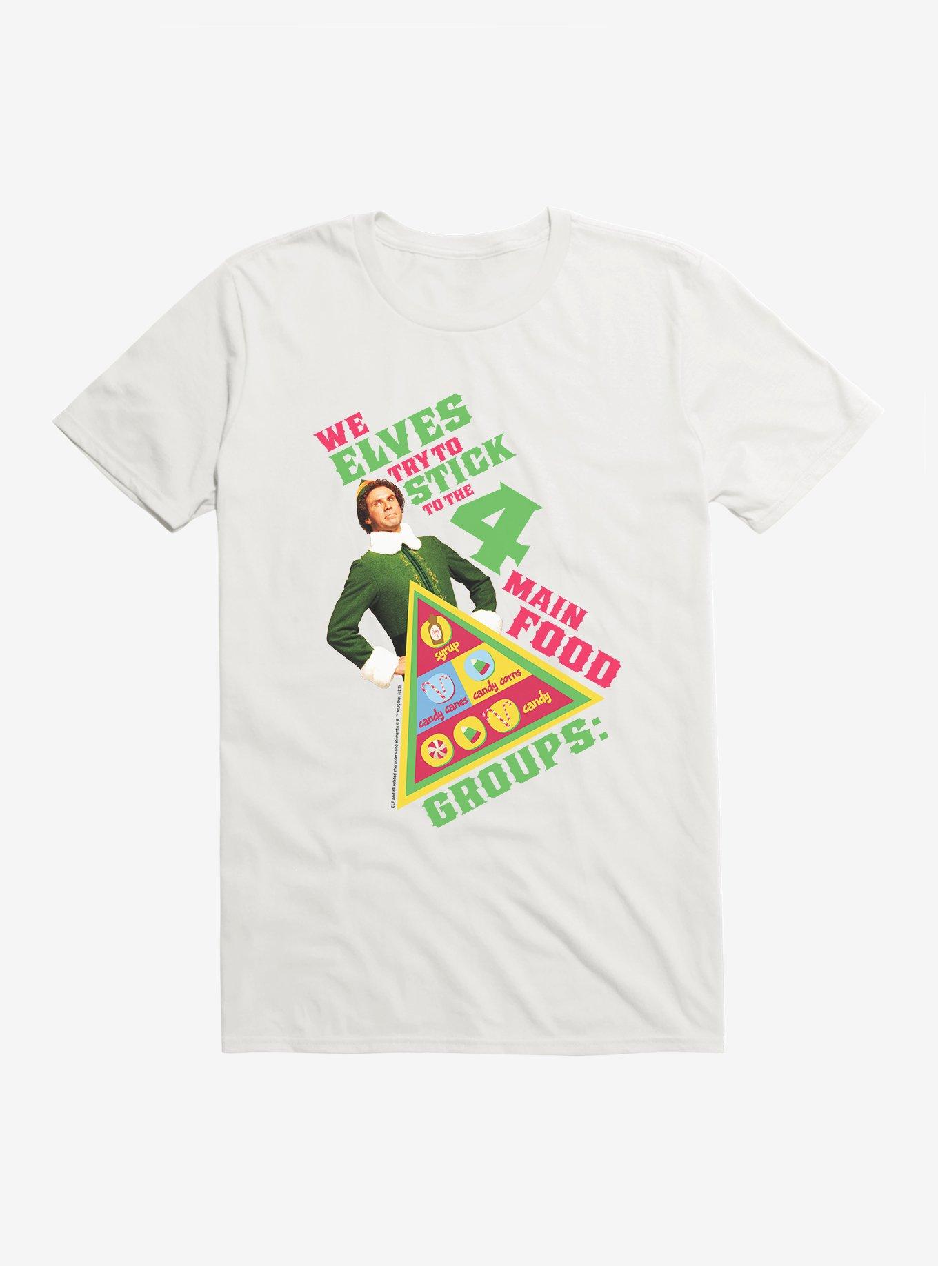 Elf Four Main Food Groups T-Shirt, WHITE, hi-res
