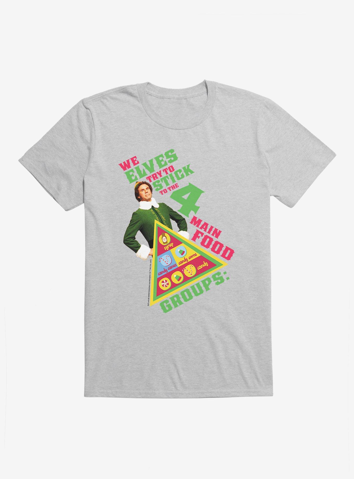 Elf Four Main Food Groups T-Shirt, HEATHER GREY, hi-res