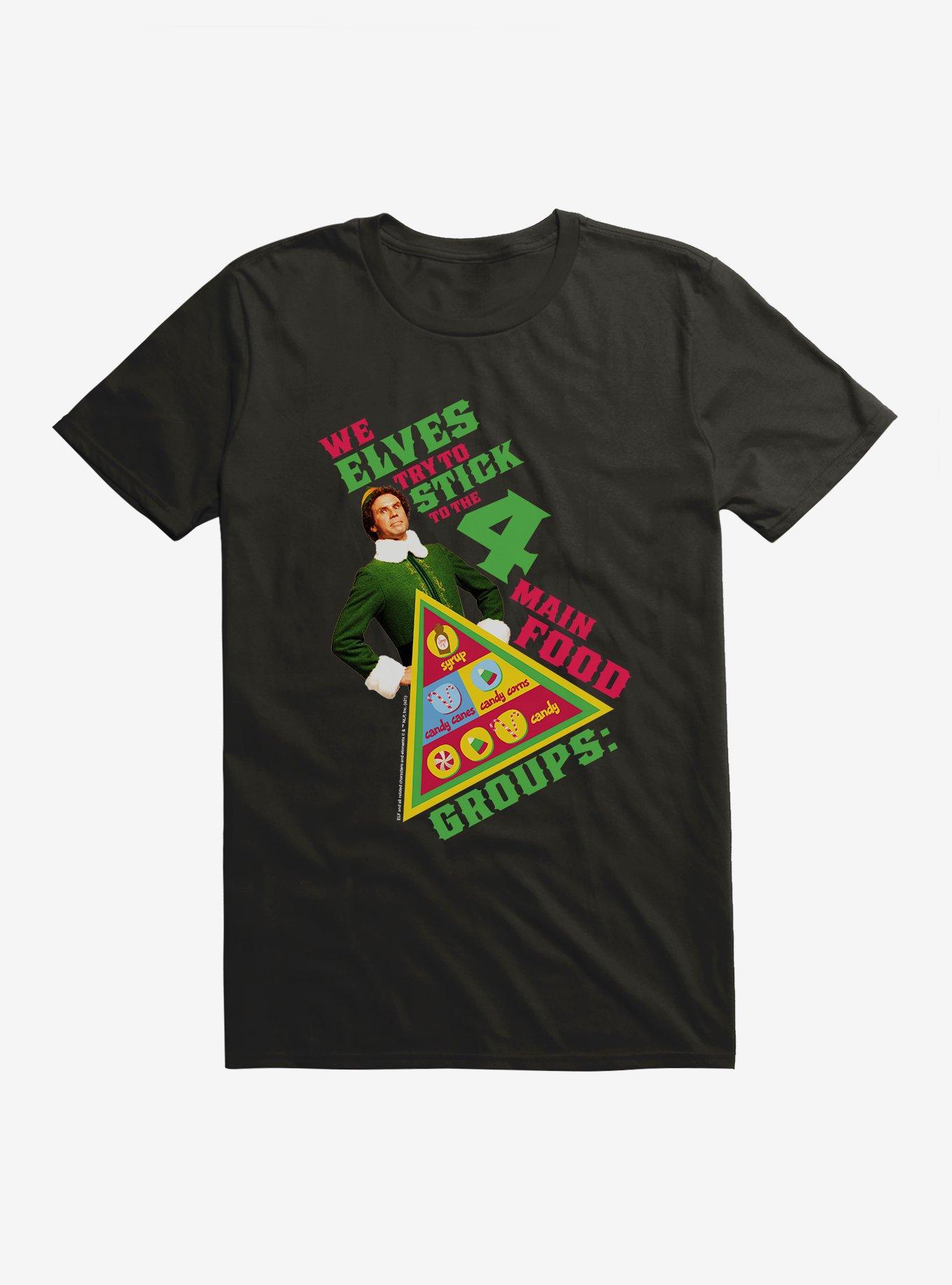Elf Four Main Food Groups T-Shirt, BLACK, hi-res
