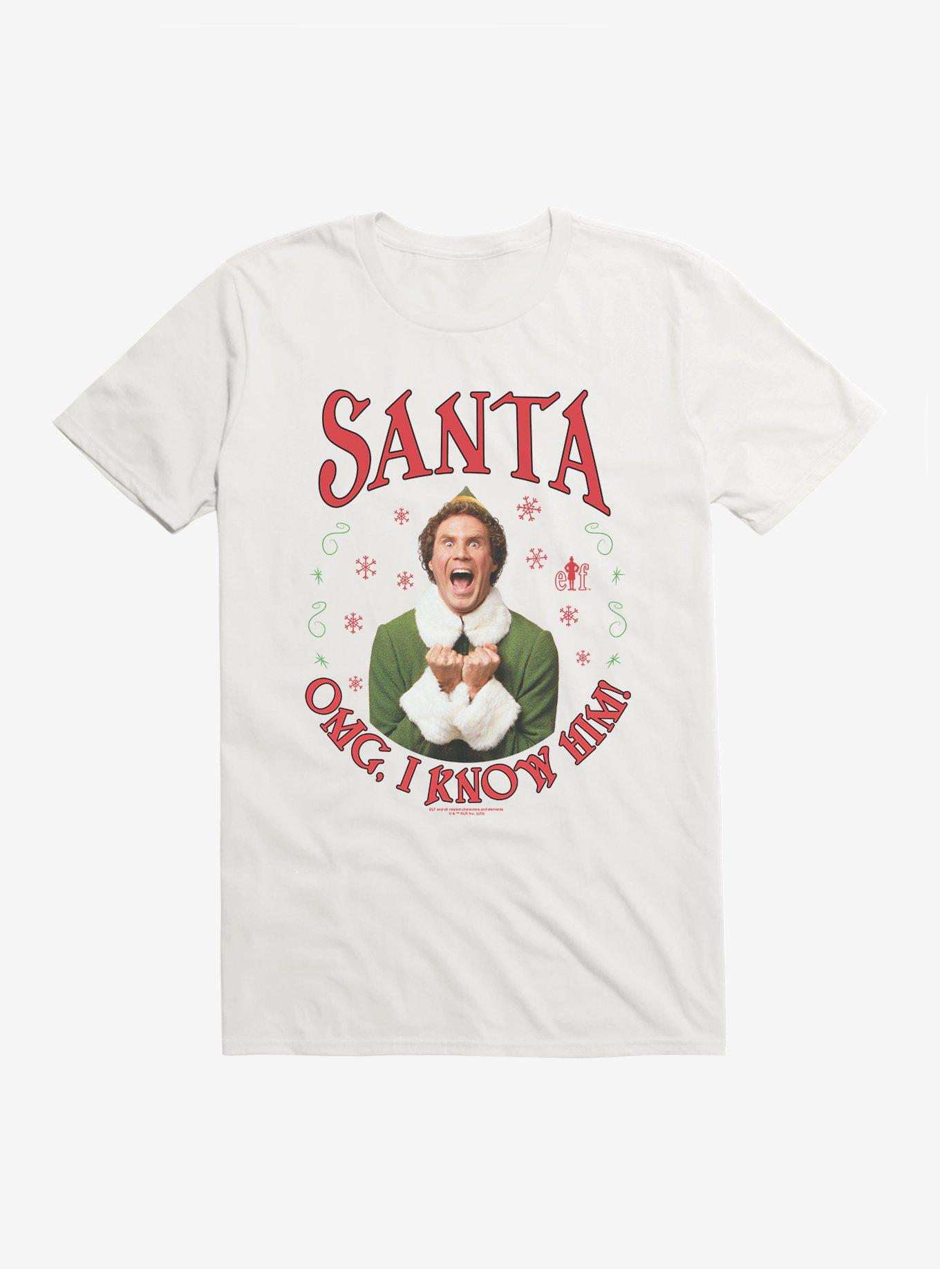 Elf Santa OMG, I Know Him! T-Shirt, WHITE, hi-res