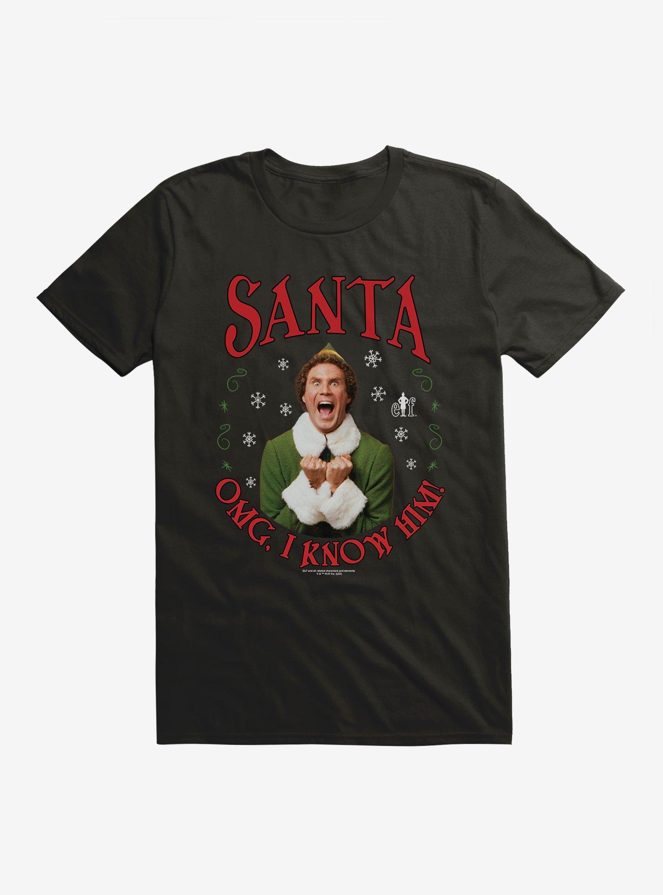 Elf Santa OMG, I Know Him! T-Shirt, BLACK, hi-res