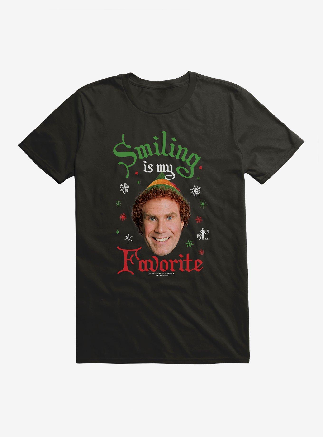 Elf Smiling Is My Favorite T-Shirt, BLACK, hi-res
