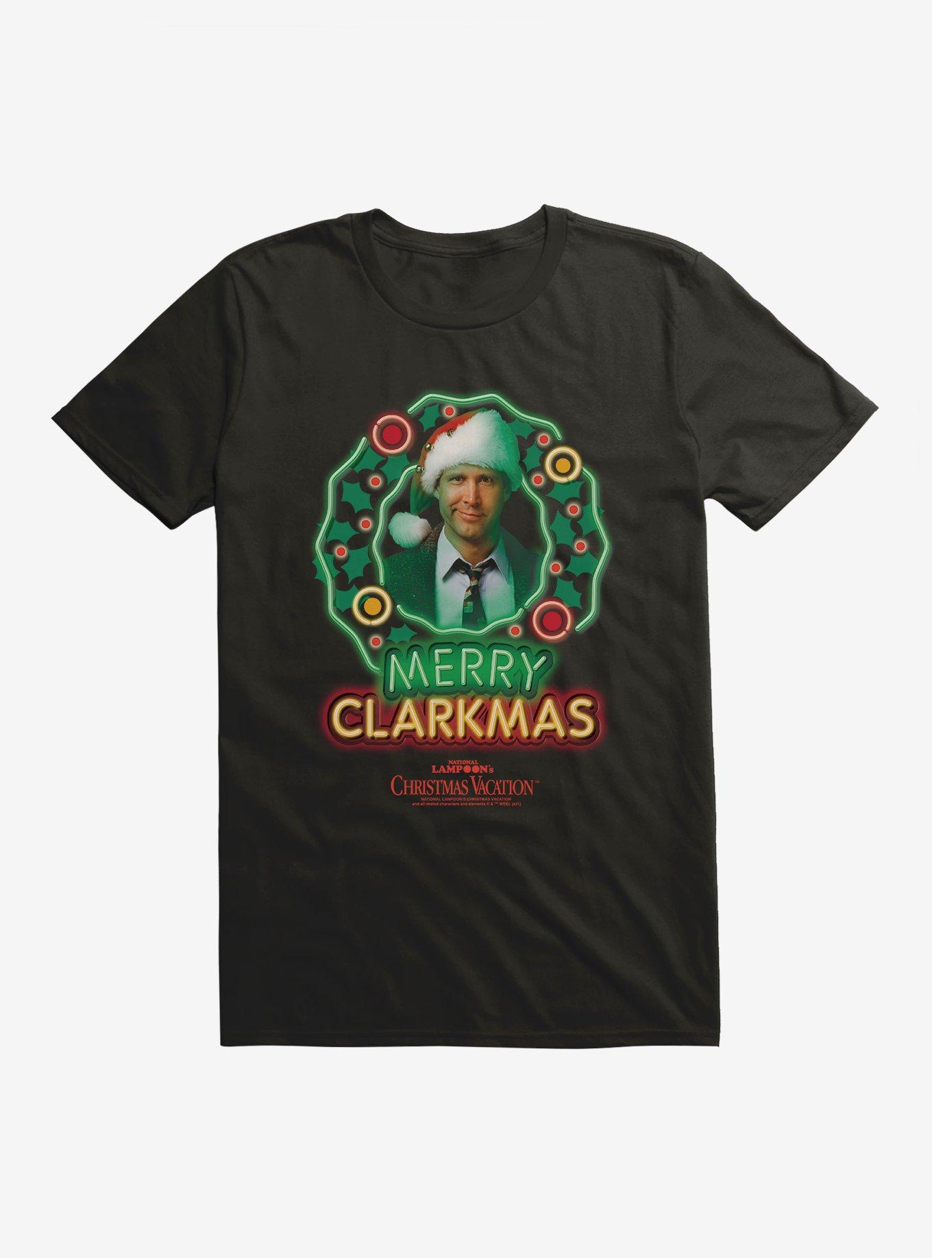 National Lampoon's Christmas Vacation Merry Clarkmas Neon Lights T-Shirt, BLACK, hi-res