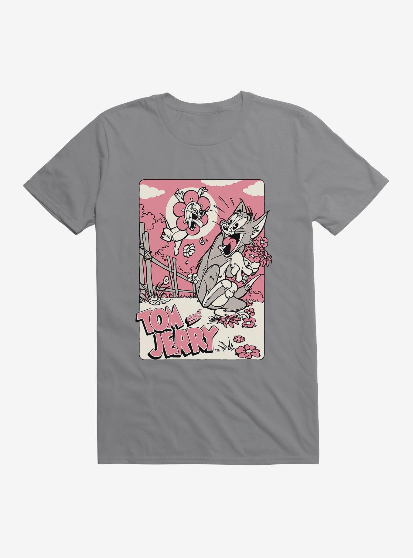 Tom and Jerry Picking Flowers T-Shirt, STORM GREY, hi-res