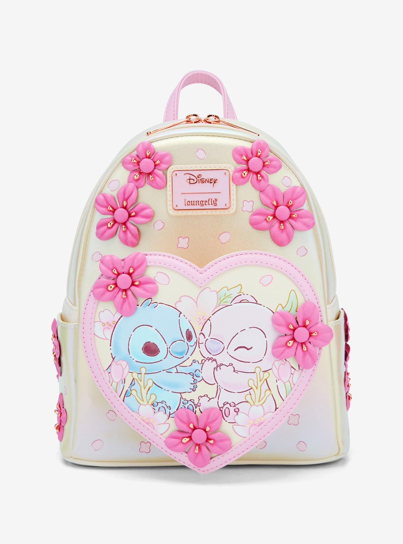 Loungefly Disney Stitch & Angel Pastel Cherry Blossoms Iridescent Mini Backpack, , hi-res