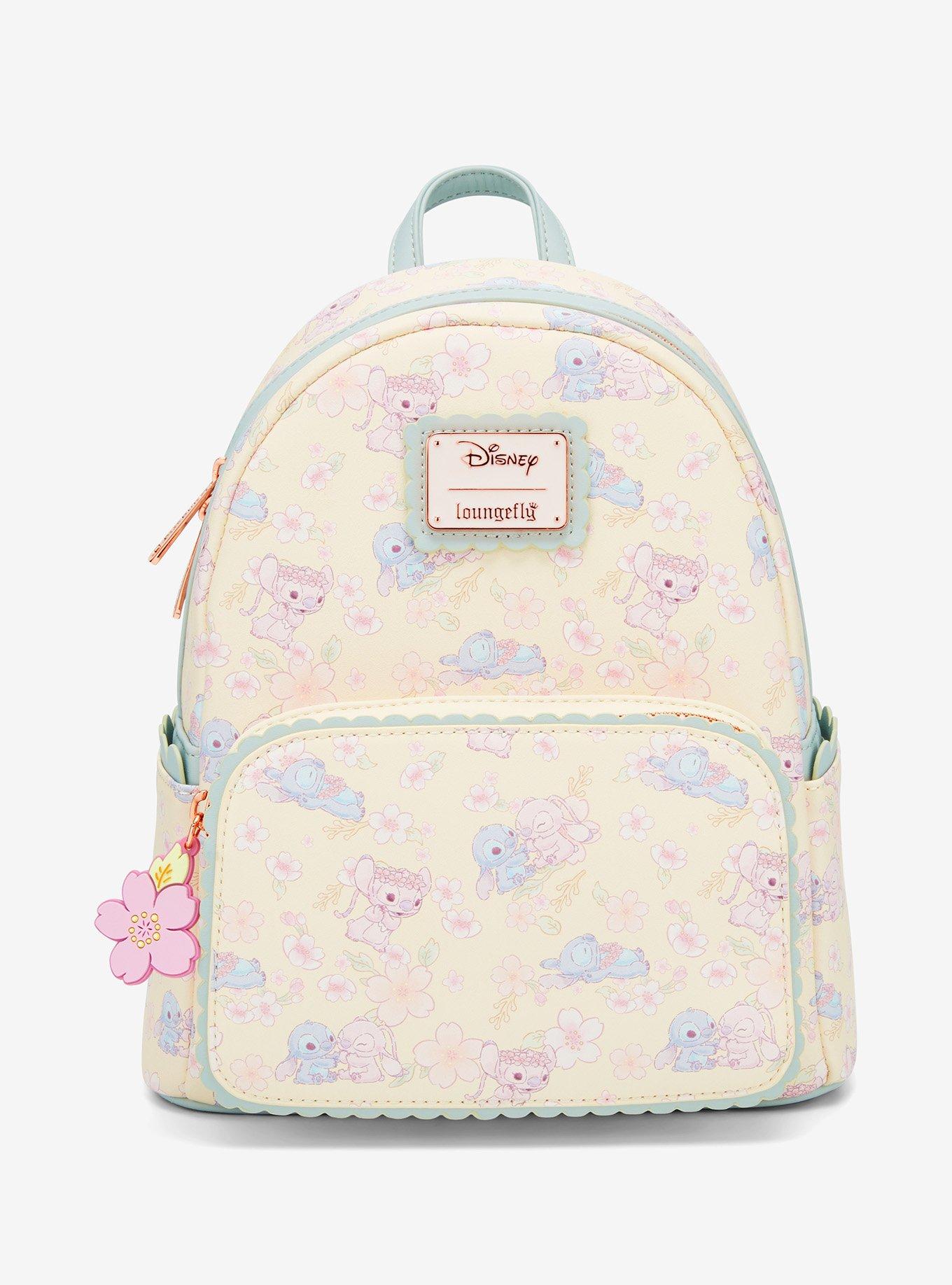 Loungefly Disney Stitch & Angel Pastel Cherry Blossoms Iridescent Mini Backpack