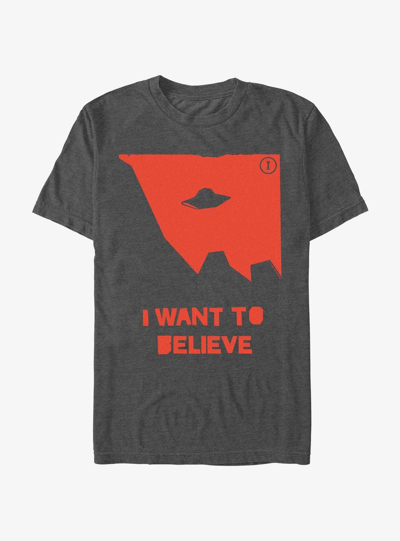 The X-Files Believe T-Shirt, CHAR HTR, hi-res