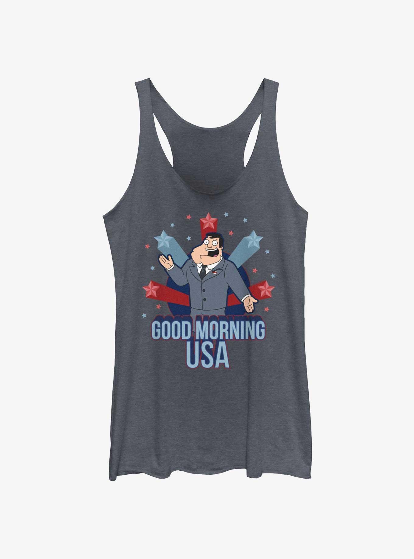 American Dad Good Morning USA Girls Tank, NAVY HTR, hi-res