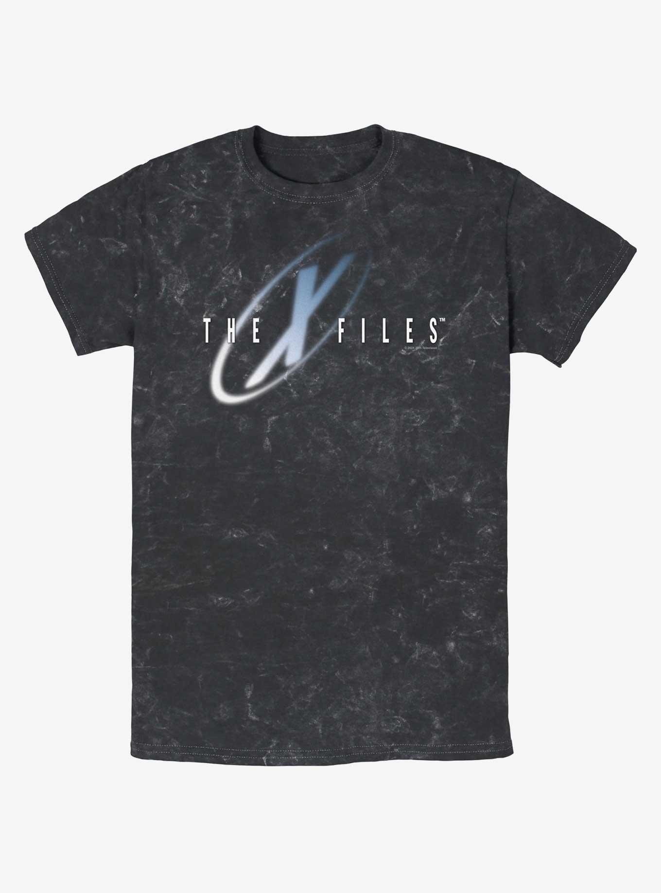 The X-Files Logo Mineral Wash T-Shirt, BLACK, hi-res