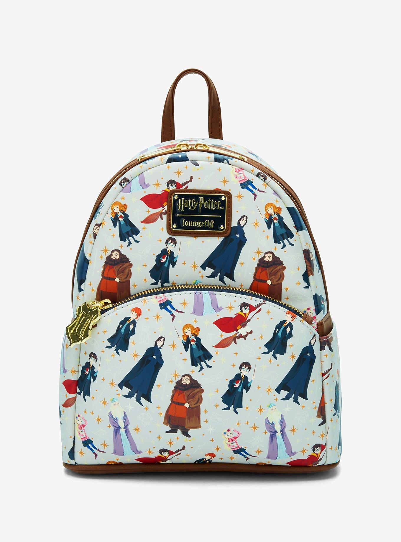 Loungefly White Backpack with Harry Potter Print Loungefly Harry Potter Deathly Hallows Floral Mini Backpack  main image 2