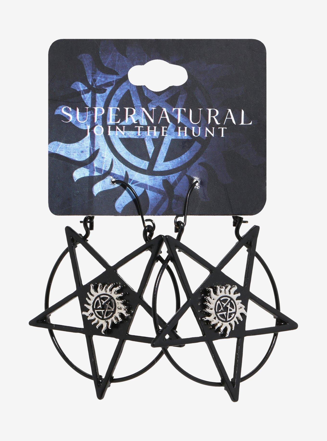 Supernatural Pentagram Drop Earrings, , hi-res