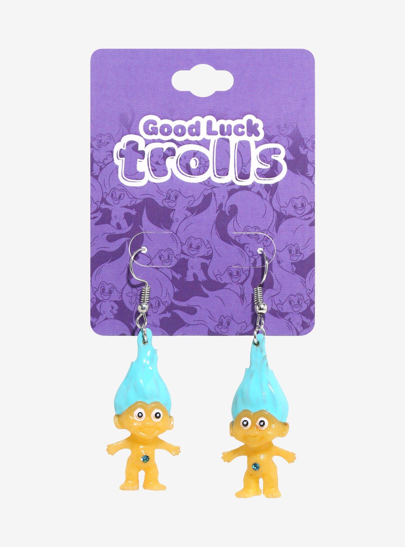 Good Luck Trolls Blue Troll Drop Earrings, , hi-res