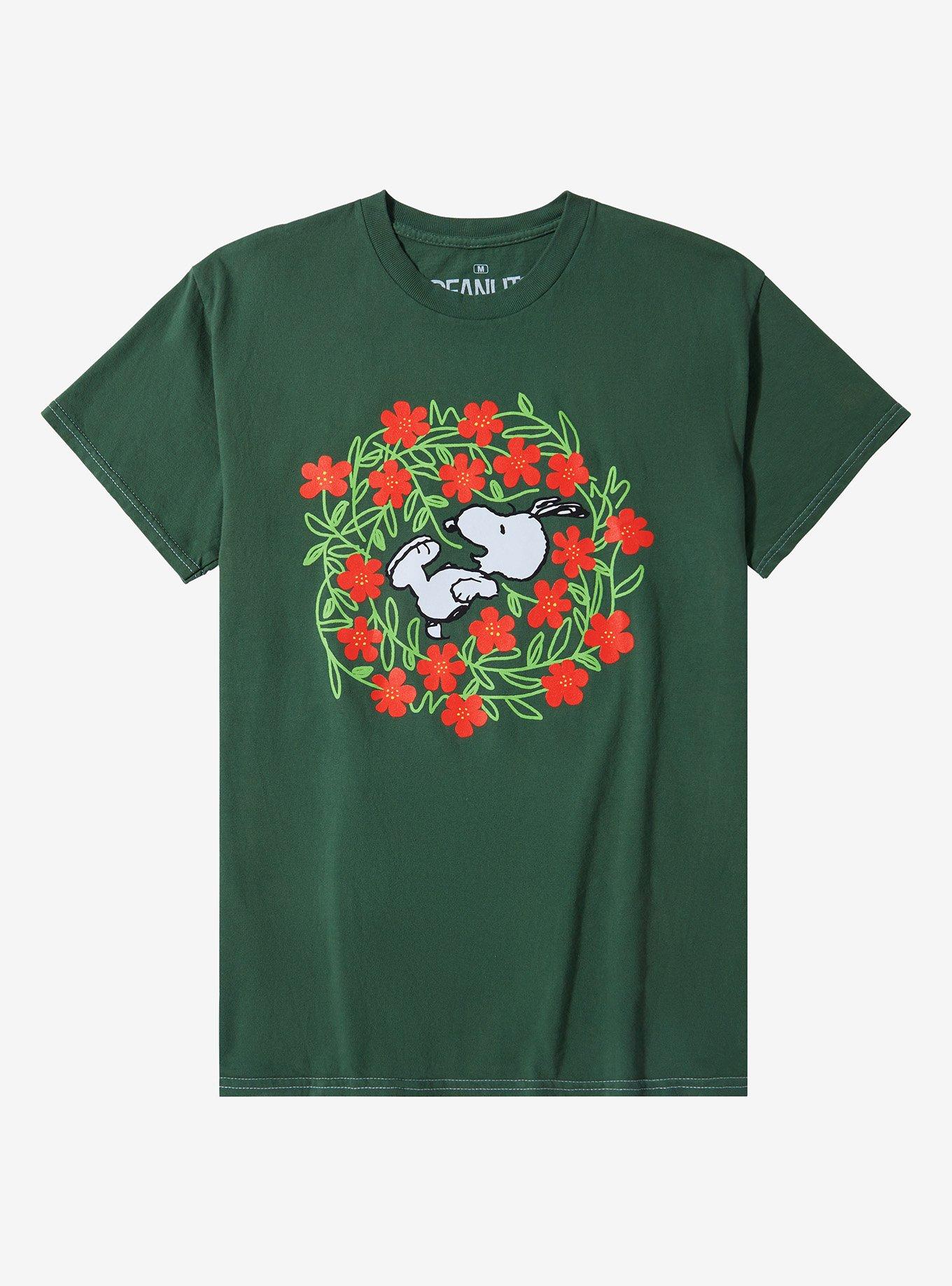 Peanuts Snoopy Flower Wreath T-Shirt, , hi-res