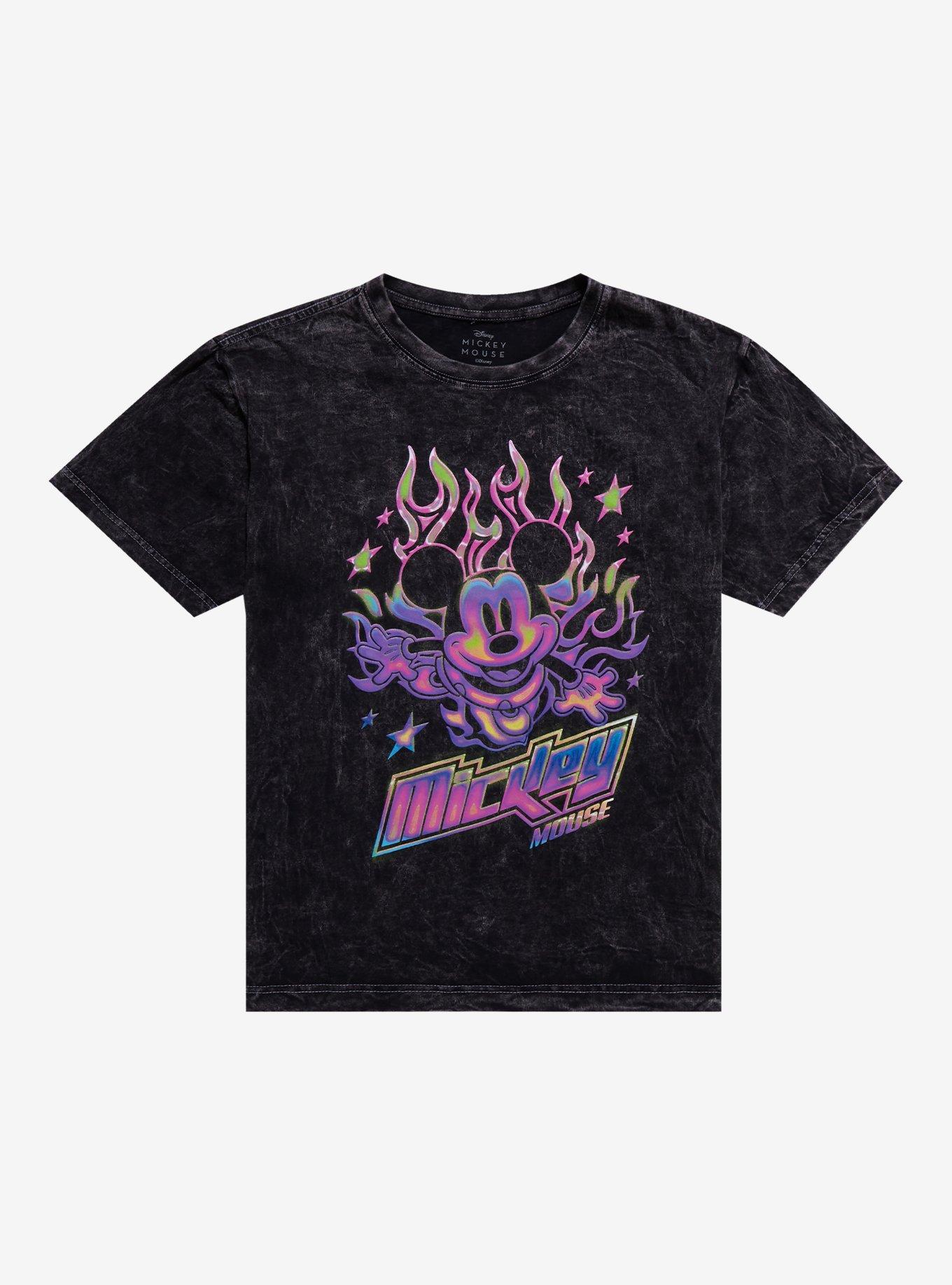 Disney Mickey Mouse Neon Flames Mineral Wash T-Shirt, , hi-res