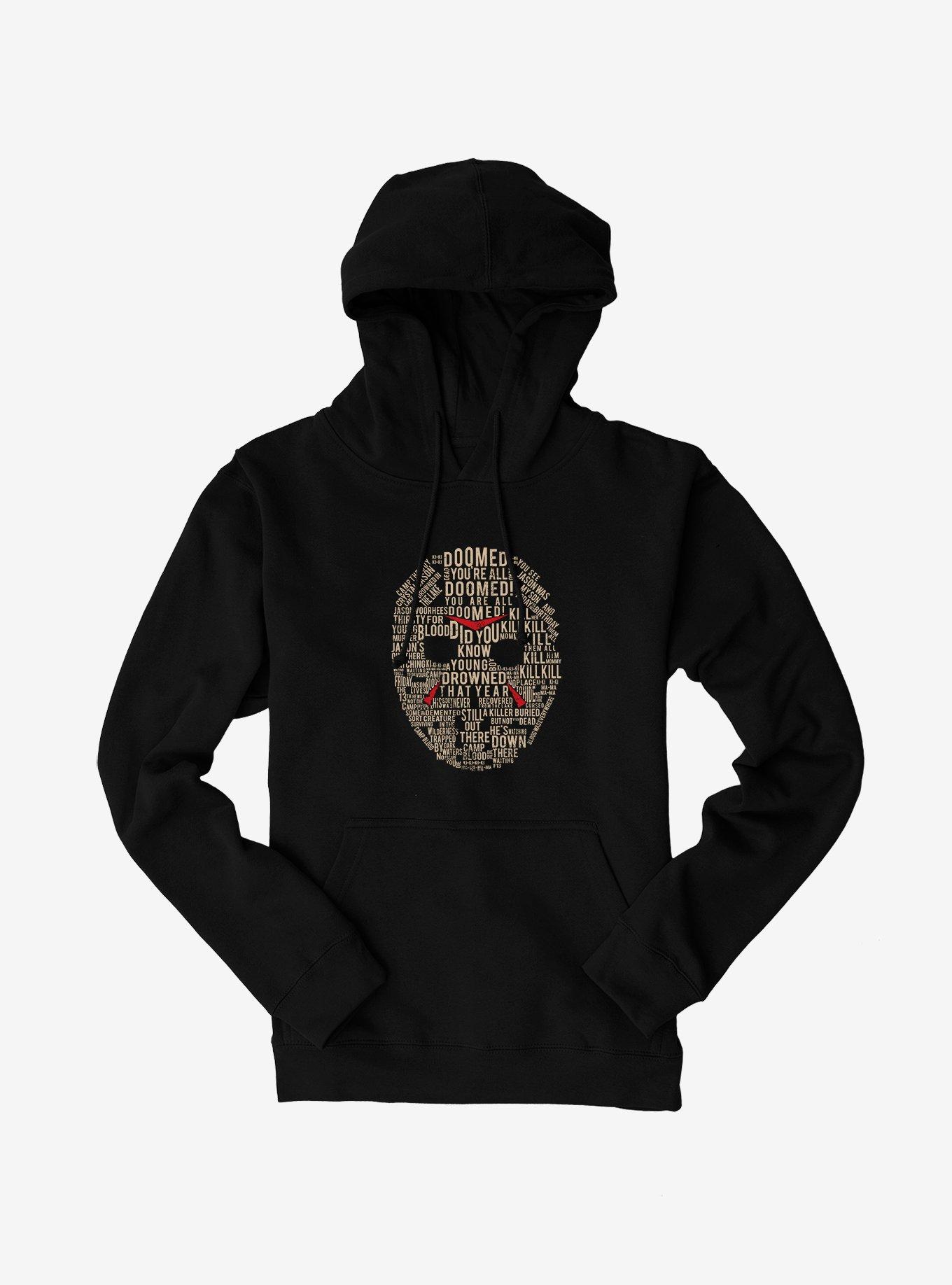 Friday The 13th Jason Mask Word Collage Hoodie, , hi-res