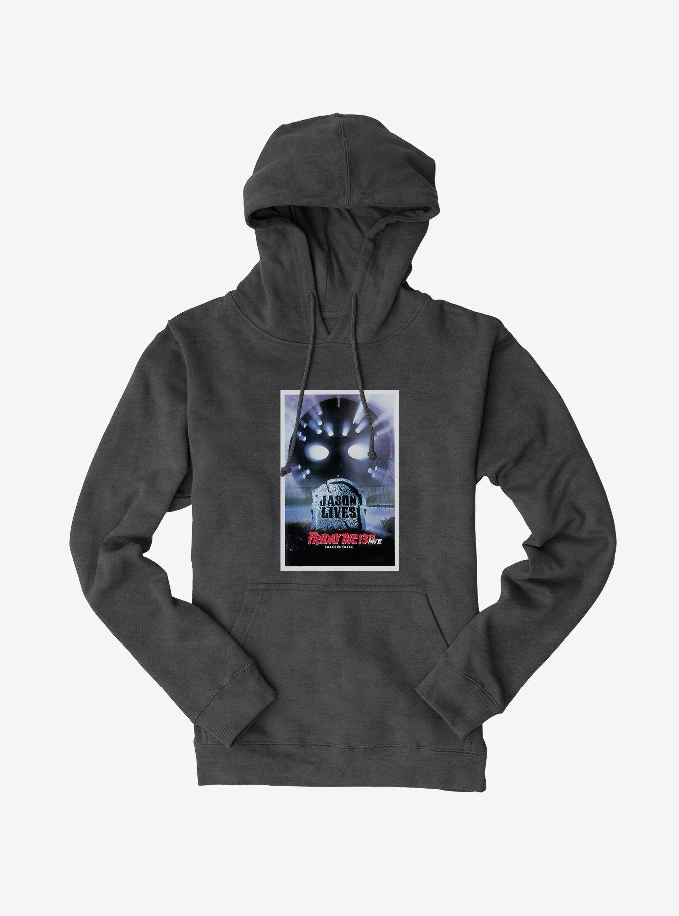 Friday The 13th Part VI: Jason Lives Poster Hoodie, DARK HEATHER, hi-res