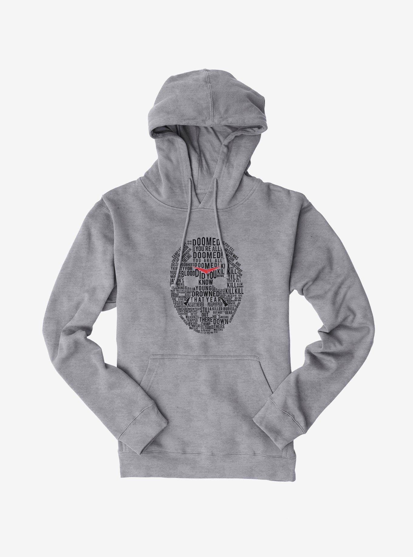 Friday The 13th Jason Mask Word Collage Hoodie, SPORT GRAY, hi-res