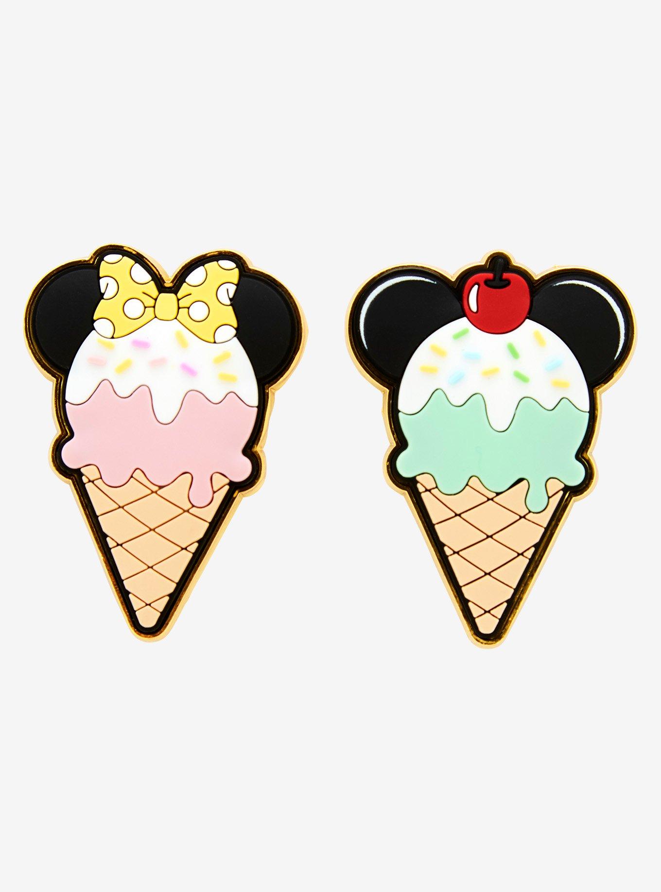 Loungefly Disney Mickey & Minnie Ice Cream Cone Scented Enamel Pin Set, , hi-res