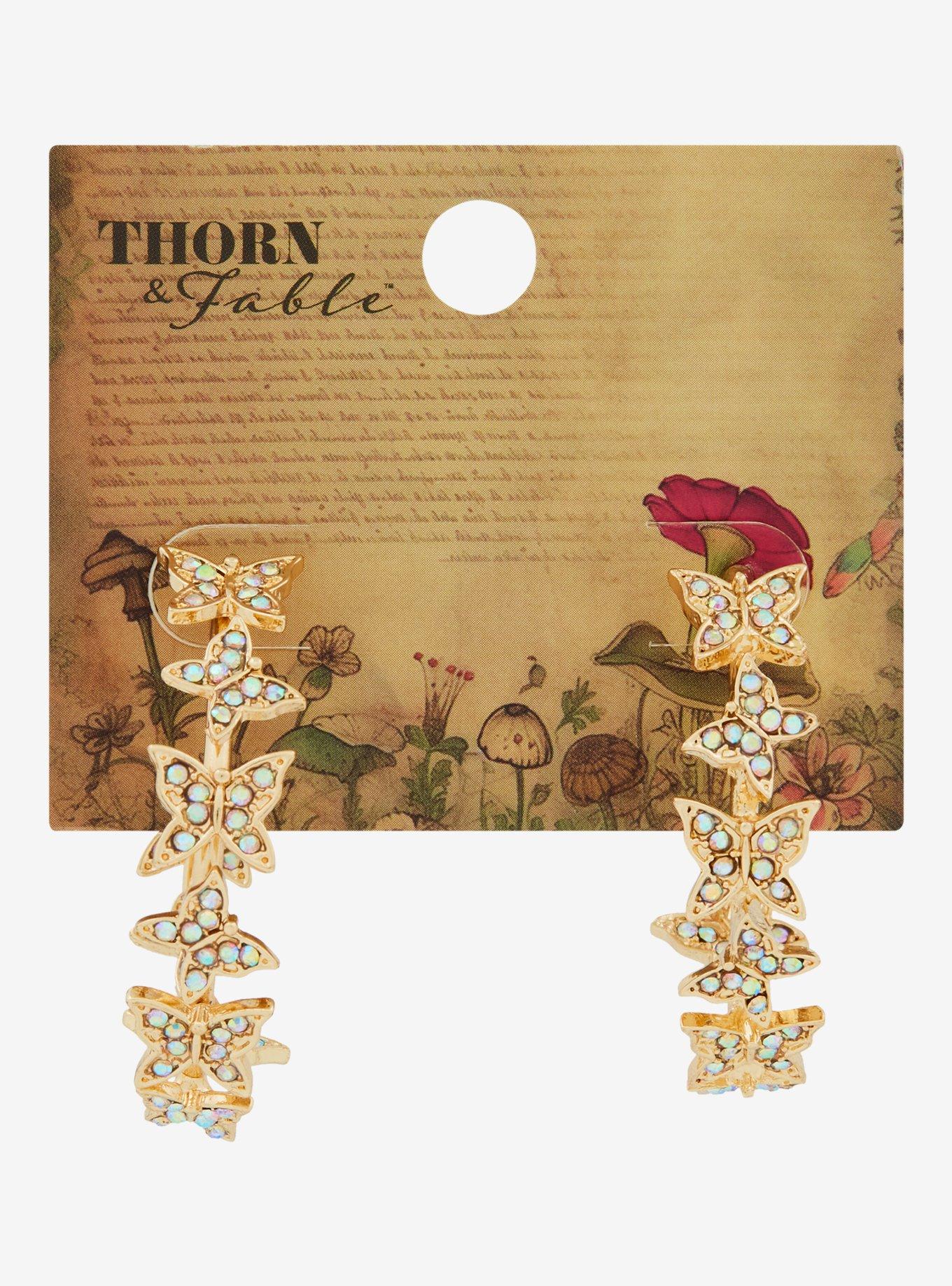 Thorn & Fable Jeweled Butterfly Hoops, , hi-res