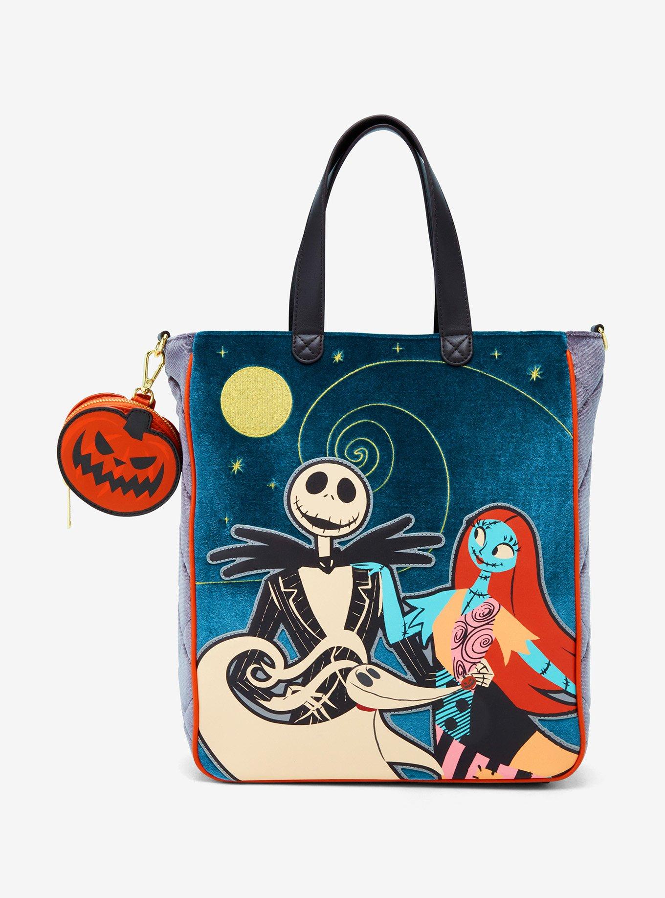 Loungefly Disney The Nightmare Before Christmas Jack & Sally Velvet Tote — BoxLunch Exclusive, , hi-res