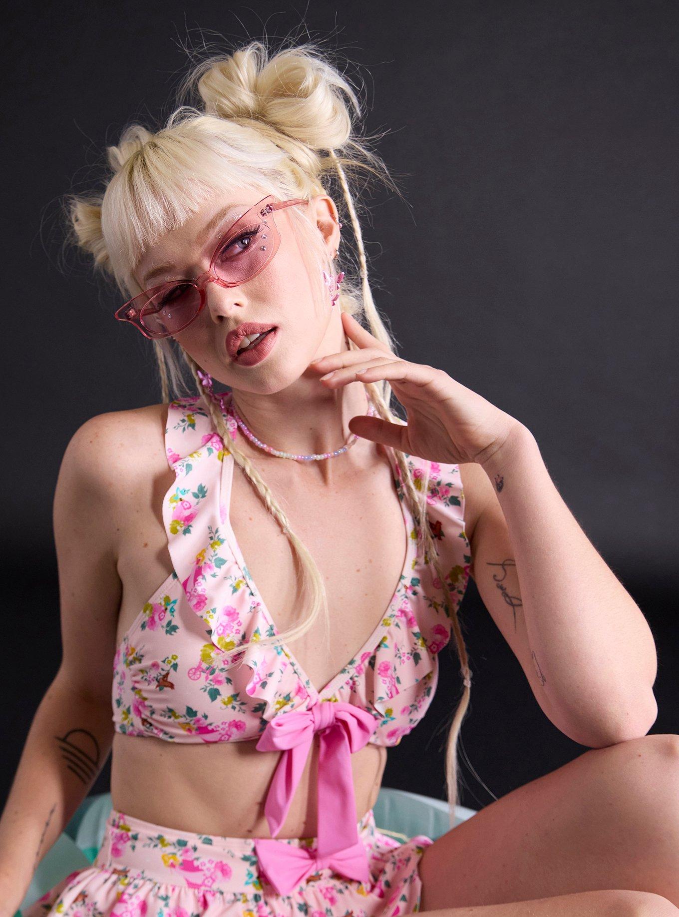 Disney Sleeping Beauty Aurora Floral Halter Swim Top